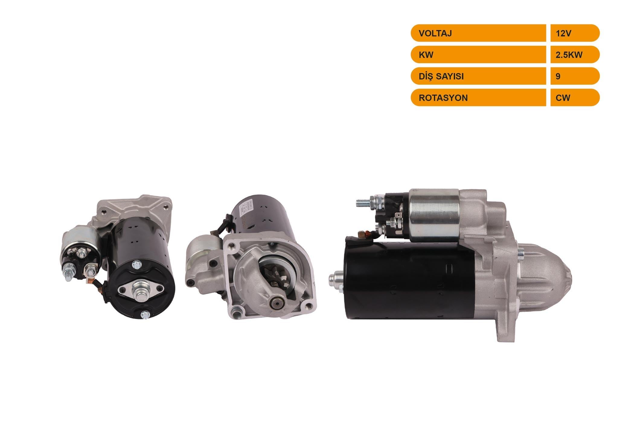 MARS MOTORU 12V/2.5KW 9 DIS CW FIAT DUCATO 2.0 JTD 2006-2014 / PEUGEOT BOXER 2.3 HDI 2006-2014 / CITROEN JUMPER 2.3 HDI 2006-2014