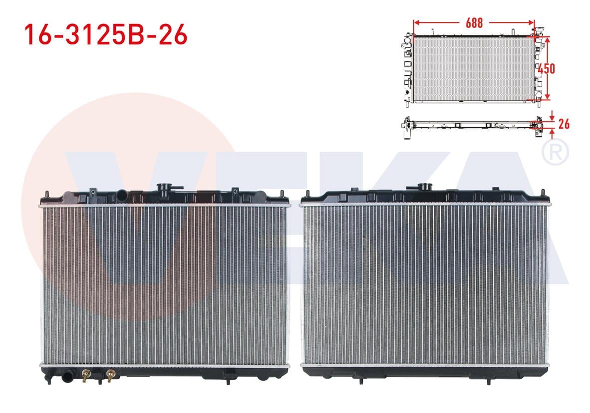 SU RADYATORU BRAZING KALINLIK 26mm NISSAN X-TRAIL (T30) 2.0i - 2.5i A-T 2001-2007