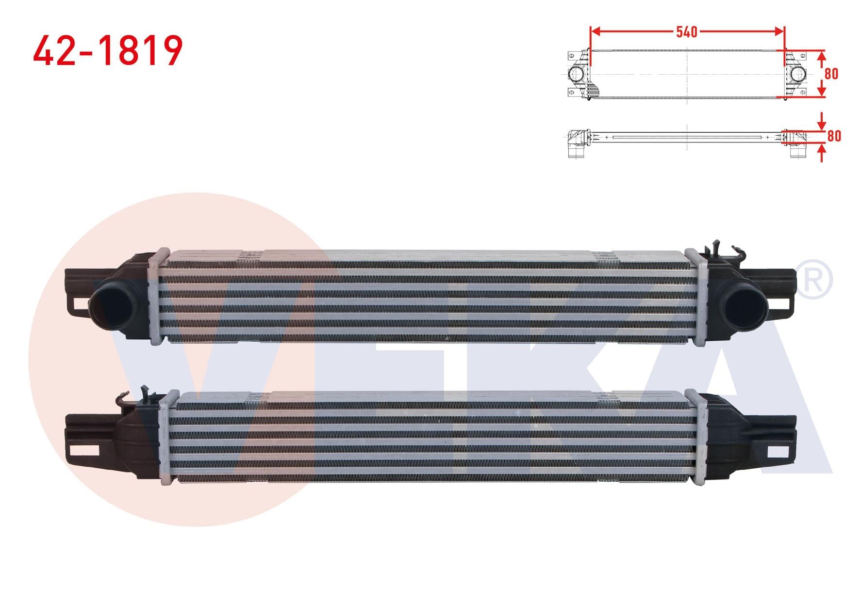 TURBO RADYATORU (INTERCOOLER) (EURO 5 - EURO 6) FIAT FIORINO 1.3 MJT 2015- / CITROEN NEMO 1.3 HDI 2015- / PEUGEOT BIPPER 1.3 HDI 2015-
