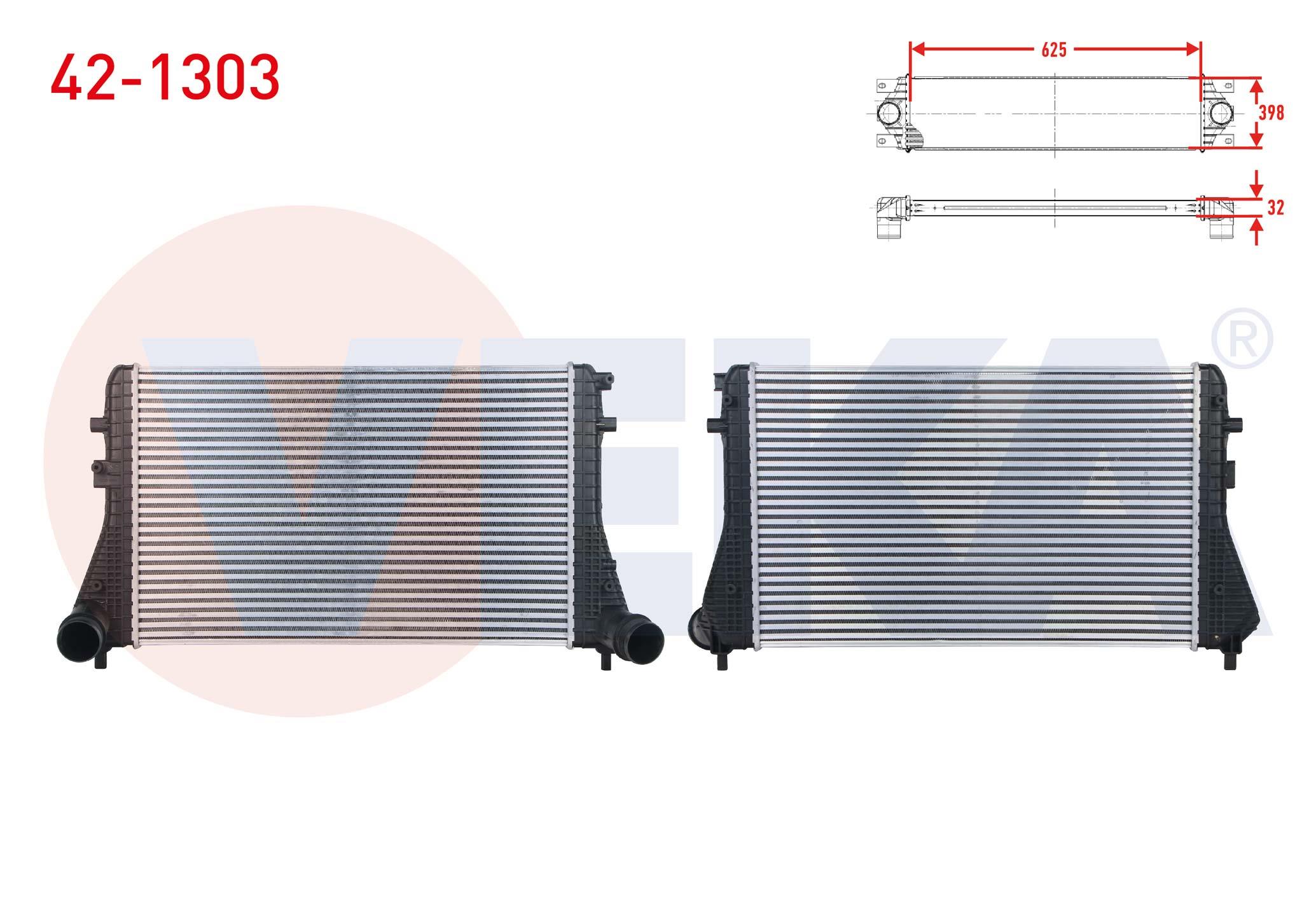 TURBO RADYATORU (INTERCOOLER) VW GOLF VI - PASSAT - PASSAT CC 2.0 TSI 2008-/ TIGUAN 2.0 TFSI 2007-2016/ SEAT LEON 2.0 FSI 2005-2012 / AUDI A3 - TT 2.0 TFSI 2003-2013