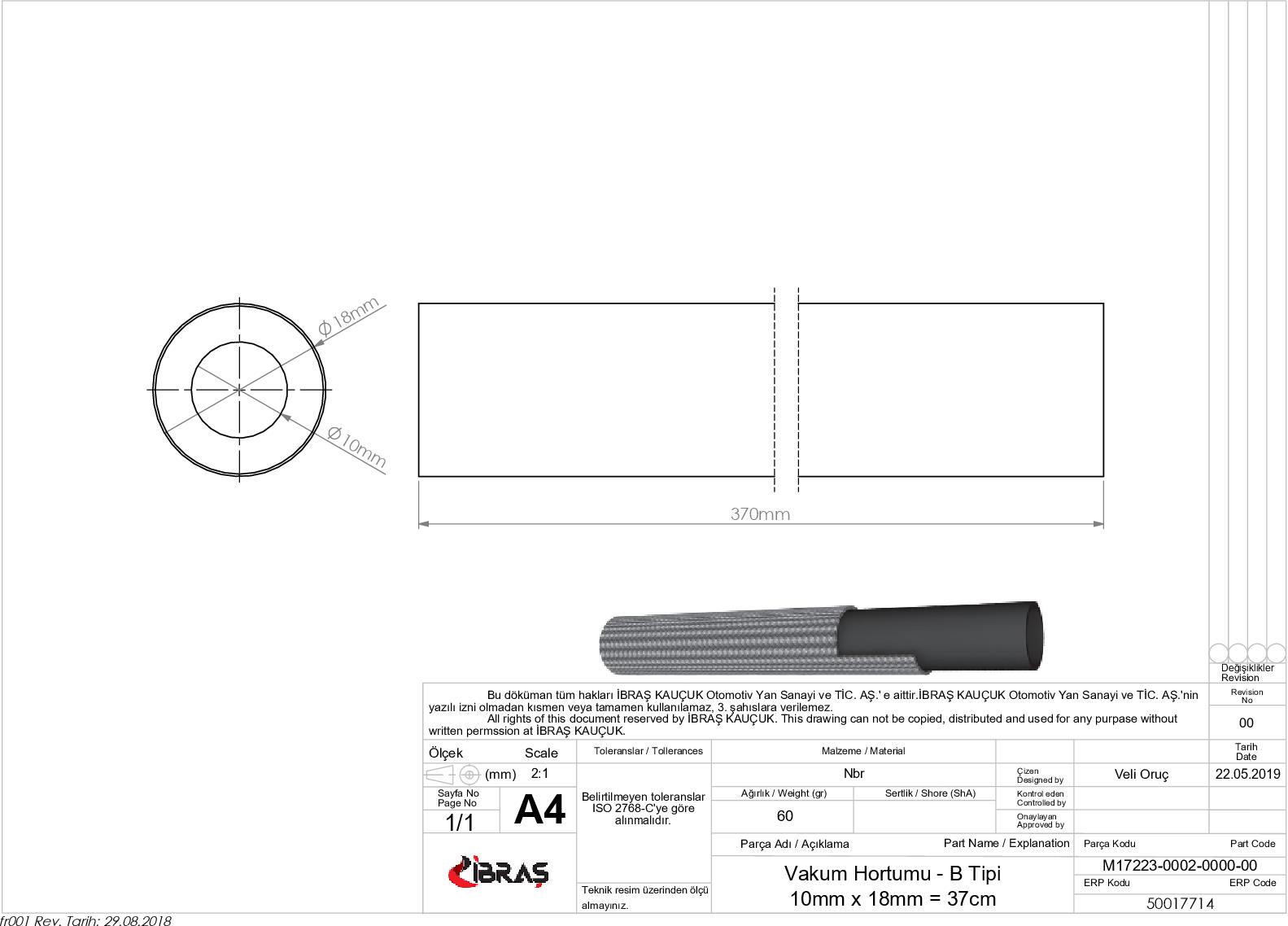 VAKUM HORTUMU
B / TİPİ
10mm x 18mm =37cm PEUGEOT J9  2.5 D.