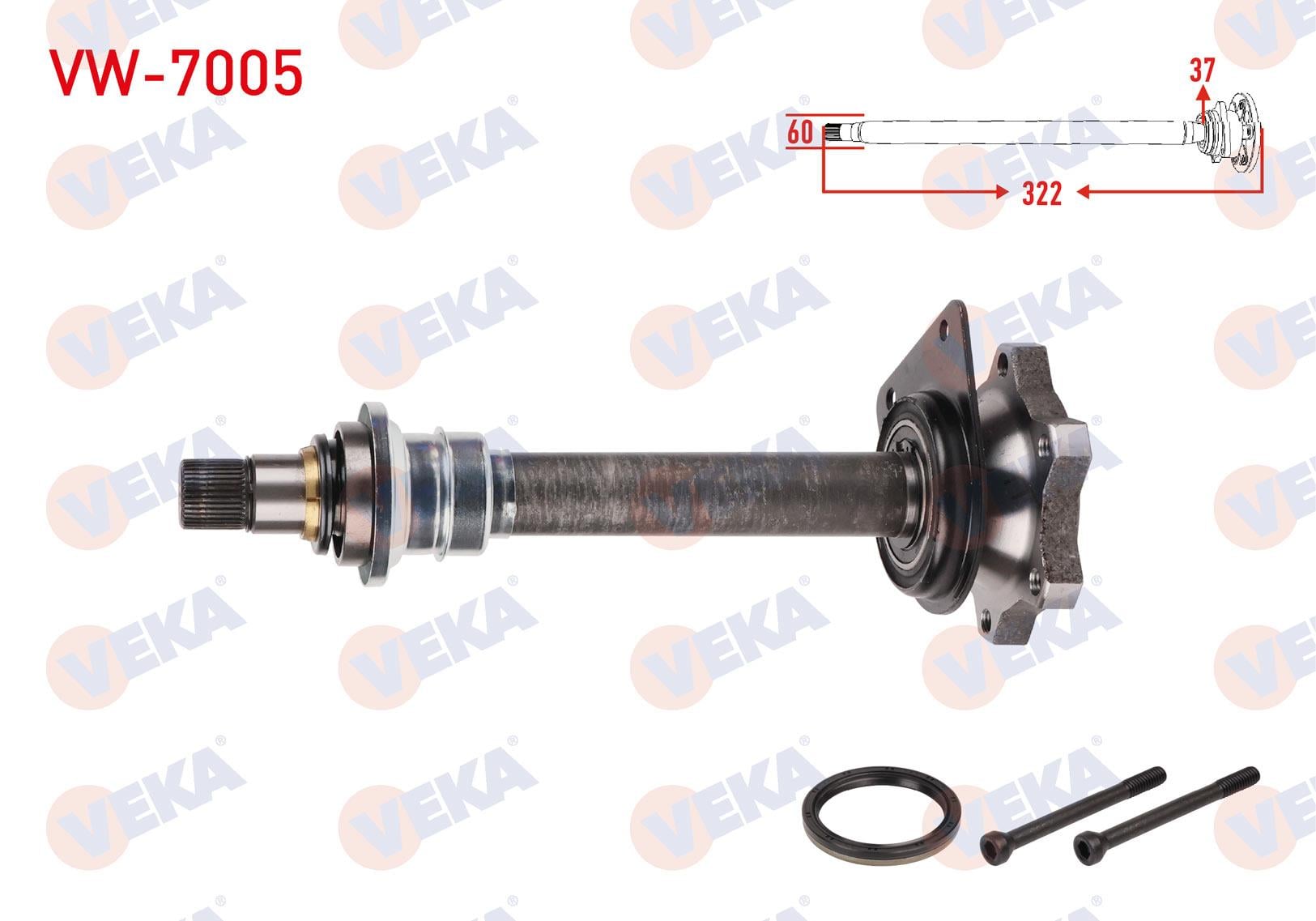 AKS ILAVE MILI VE FREZESI ON SAG UZUNLUK 322mm DIS FREZE 37 VOLKSWAGEN SHARAN 1.9 TDI 2000-2010 / SEAT ALHAMBRA 1.9 TDI 2000-2010 / FORD GALAXY 1.9 TDI 2000-2006