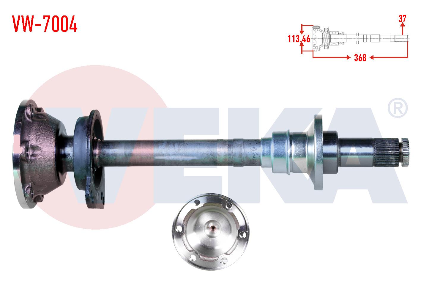 AKS ILAVE MILI VE FREZESI ON SAG VOLKSWAGEN TRANSPORTER IV (70XB,70XC,7DB,7DW) 2.5 D IC FREZE 37 UZUNLUK 368mm 1990-2003