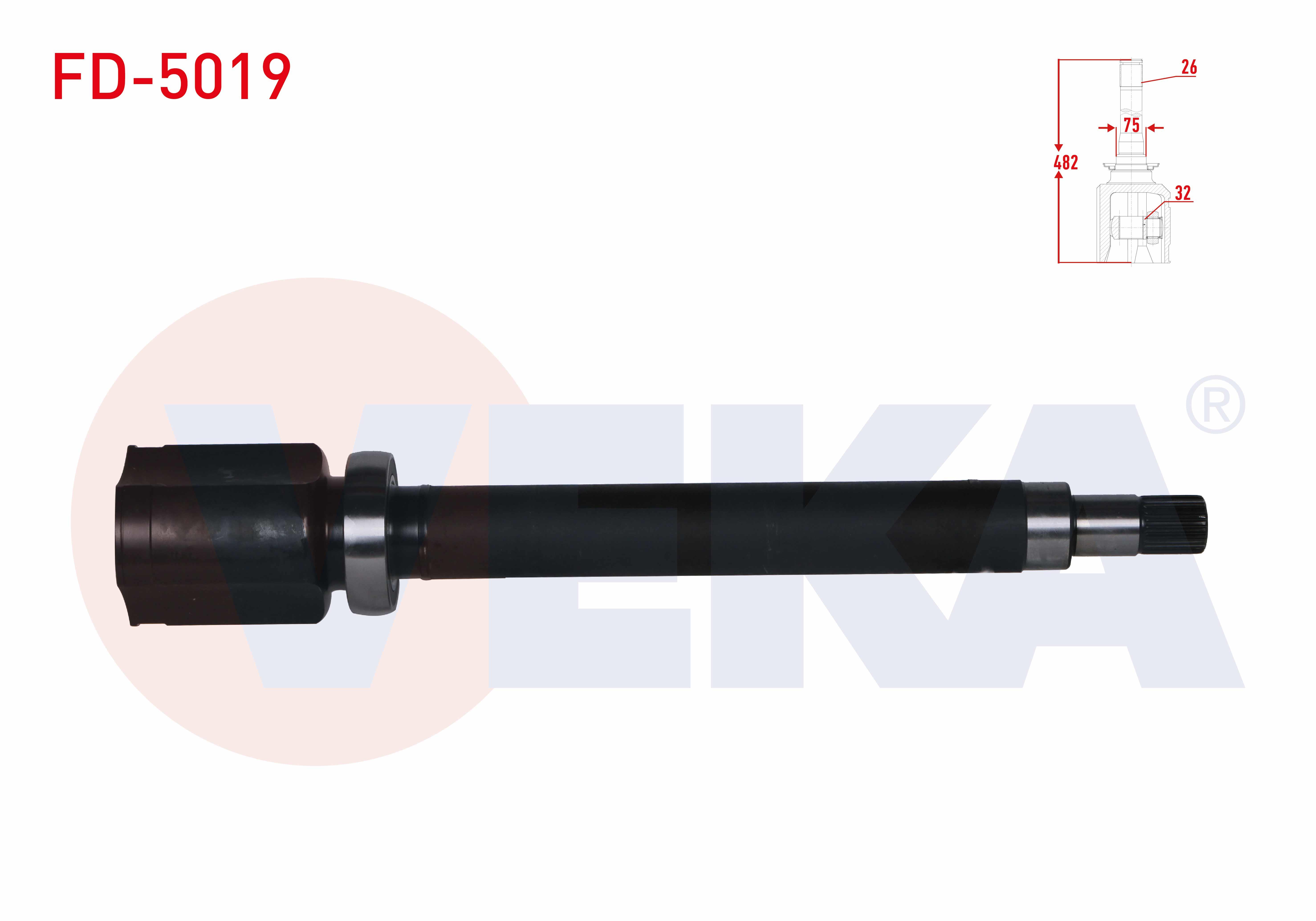 AKS KAFASI SAG ON IC 26X32X75 UZUNLUK 482mm FORD FOCUS 1.6 TDCI A-T 2015- / FORD TRANSIT CONNECT 1.5 TDCI 2015-