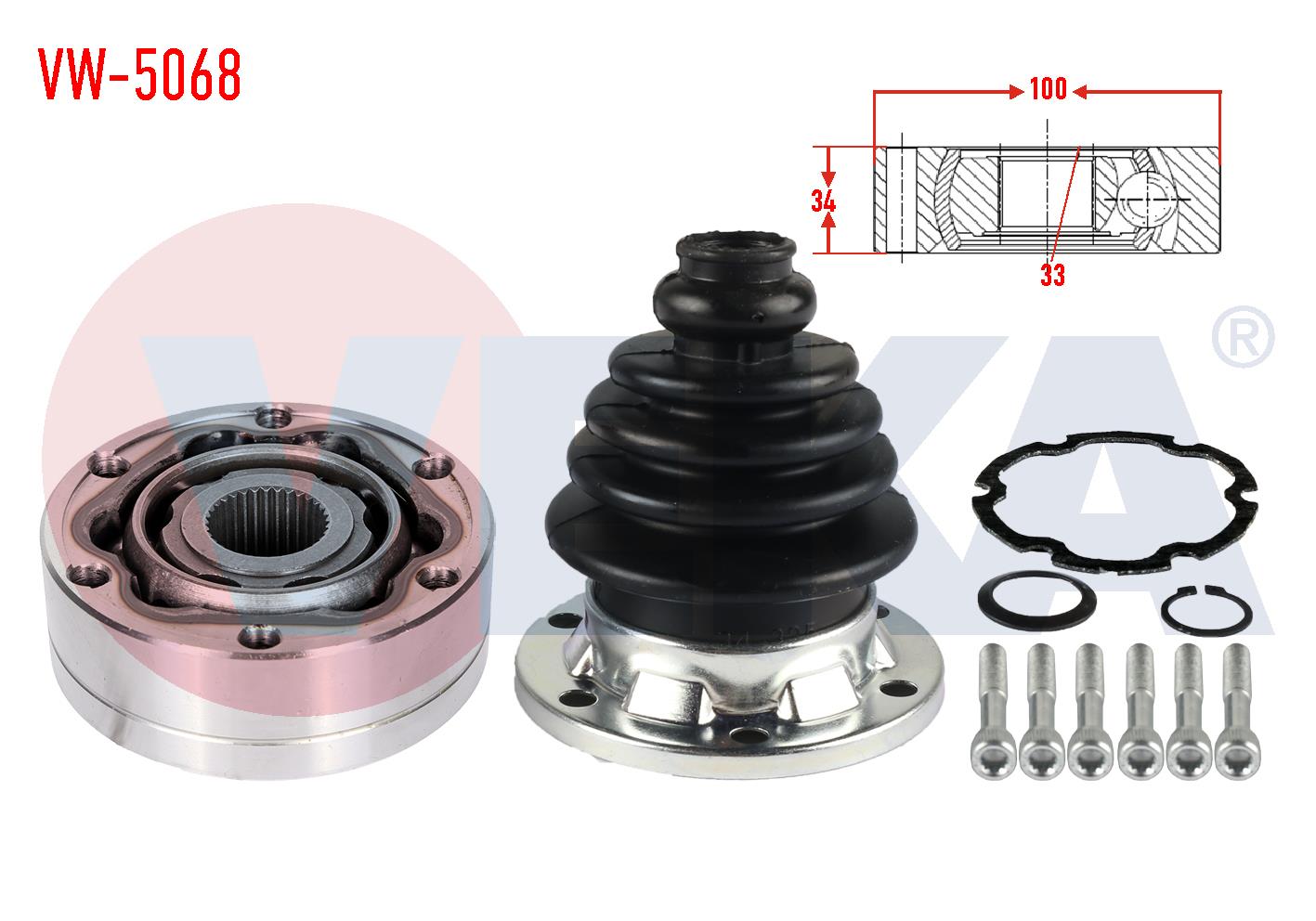 AKS KAFASI SAG ON IC 33X34X100 VOLKSWAGEN GOLF III (1H1) 1.9 D 1991-1999