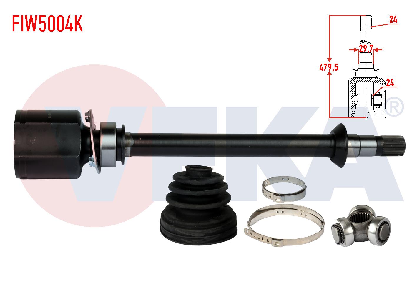 AKS KAFASI SAG ON IC FIAT DOBLO (119,223) 1.9 JTD 24X24X30 UZUNLUK 479,5 mm 2001-2010