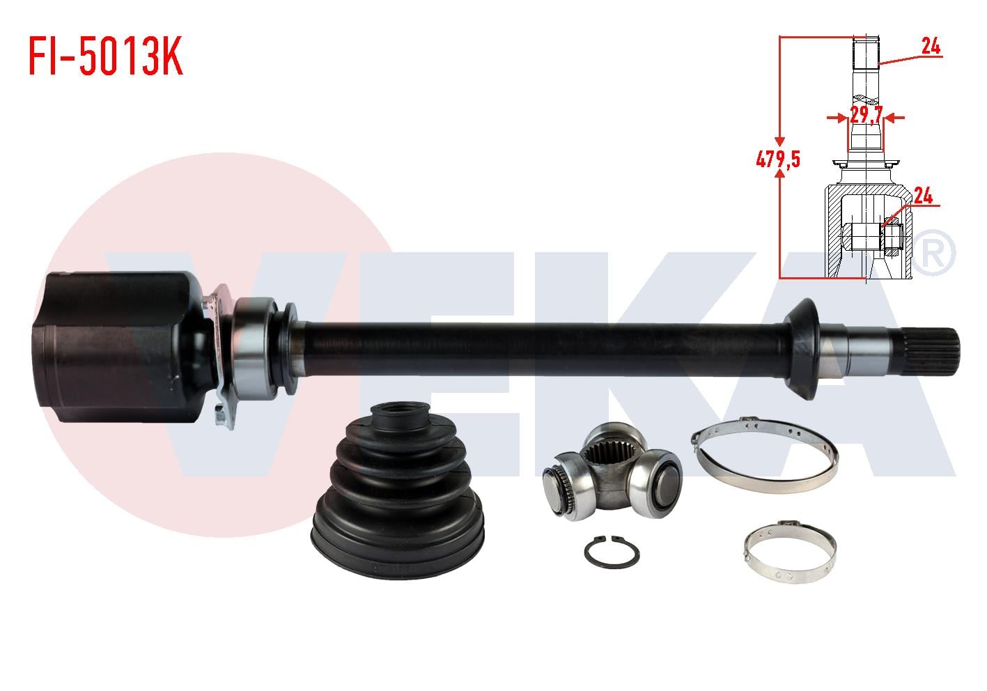 AKS KAFASI SAG ON IC FIAT LINEA (323) 1.3 MJT  24X24X29.7 UZUNLUK 479,5 mm 2007-