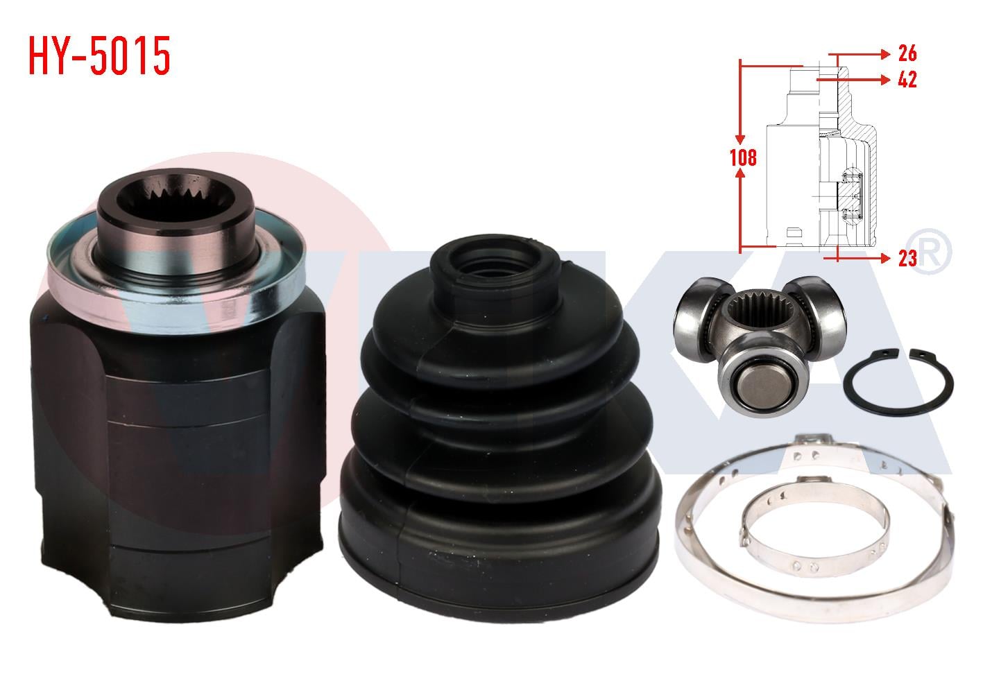 AKS KAFASI SAG ON IC HYUNDAI ACCENT ADMIRE 1.5 CRDI 26X23X42 UZUNLUK 108 mm 2003-2006