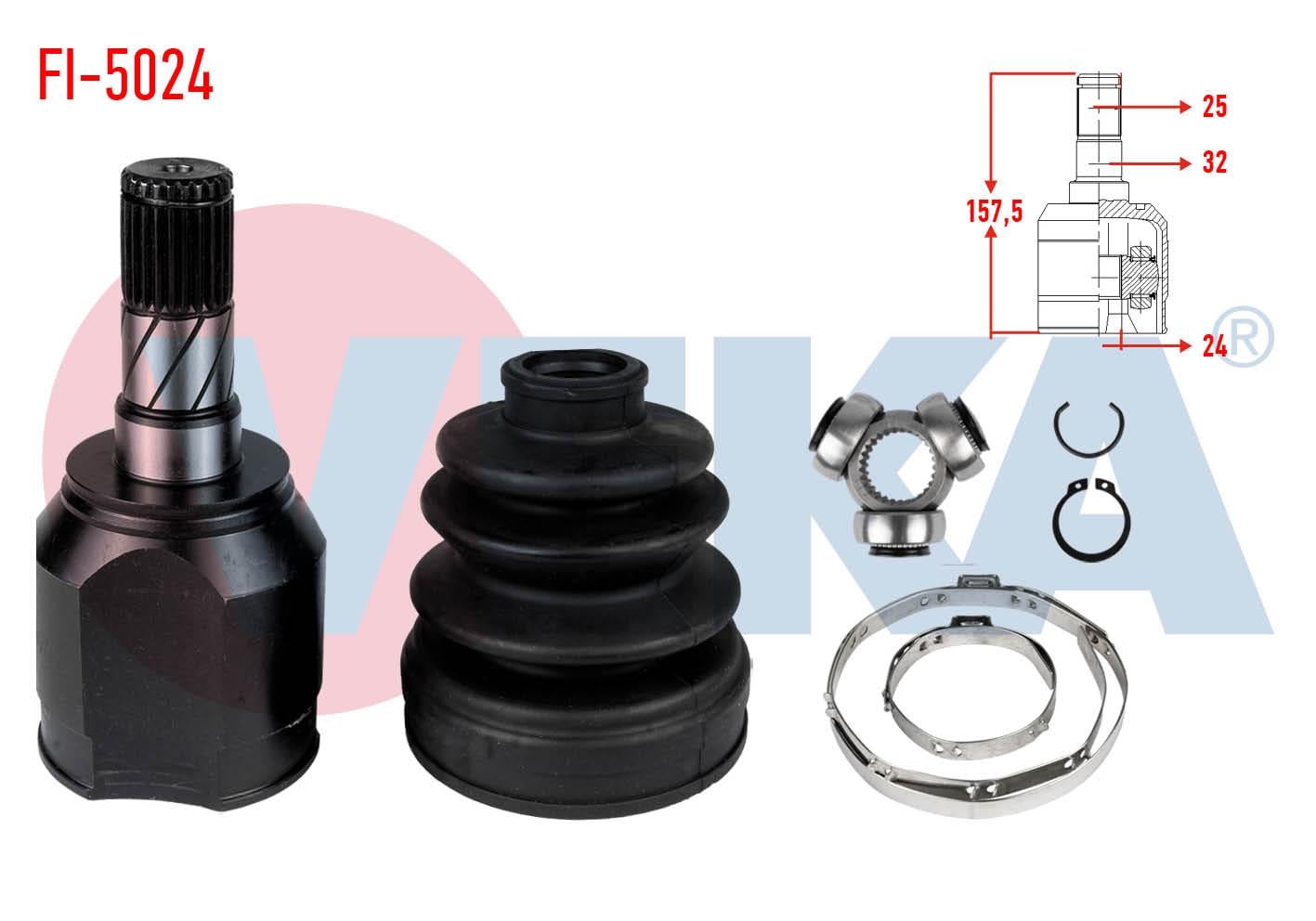 AKS KAFASI SOL ON IC FIAT EGEA 1.6 MJT M-T 25x24x32 UZUNLUK 157,5mm 2015-