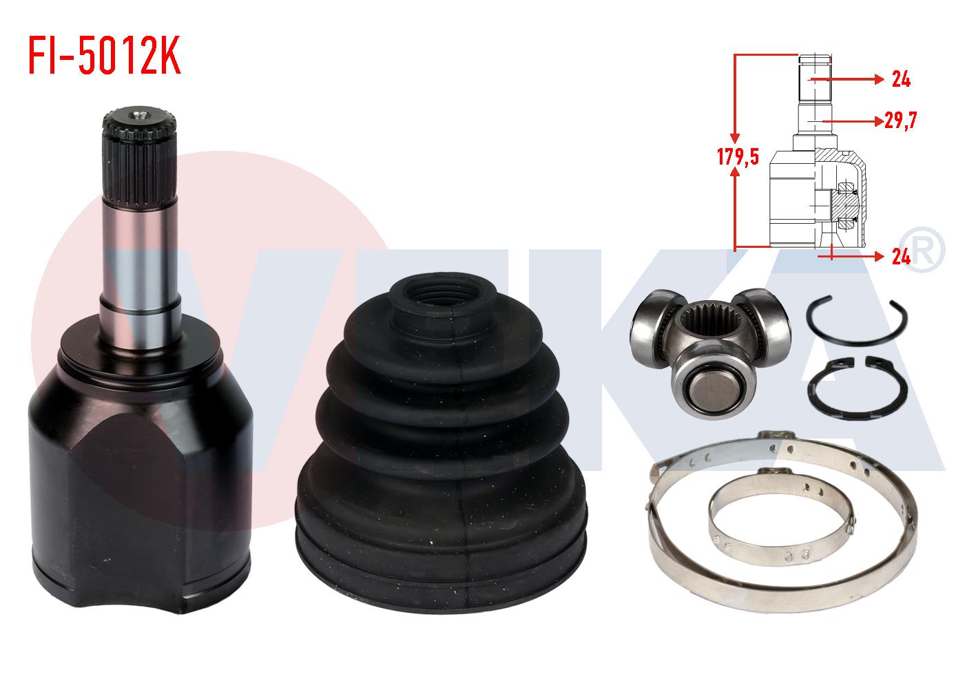 AKS KAFASI SOL ON IC FIAT LINEA (323) 1.3 MJT  24X24X29.7 UZUNLUK 179,5 mm 2007-
