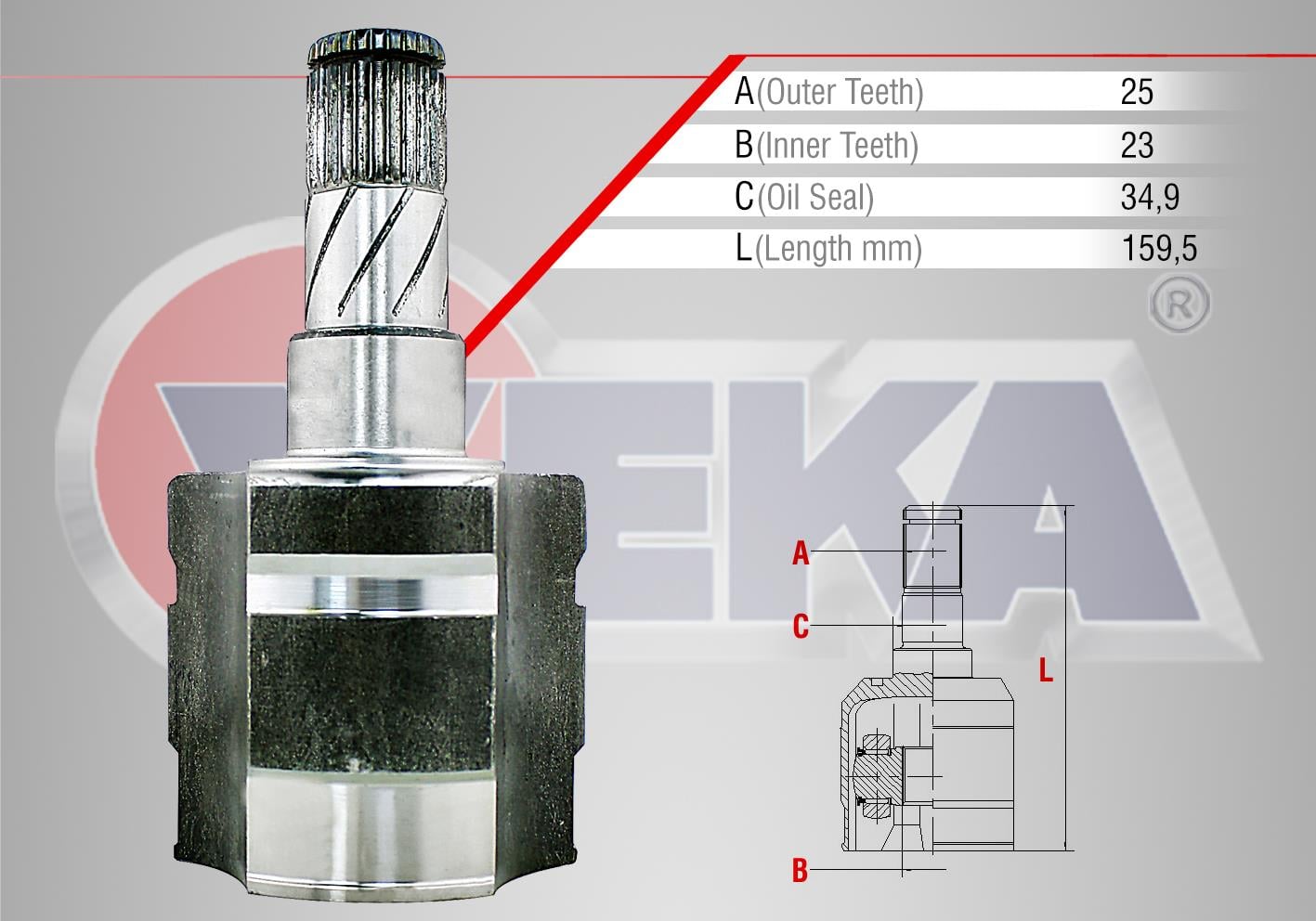 AKS KAFASI SOL ON IC OPEL CORSA D 1.3 CDTI 25X23X34.9 UZUNLUK 159,5 MM 2006-2014 - 93190189