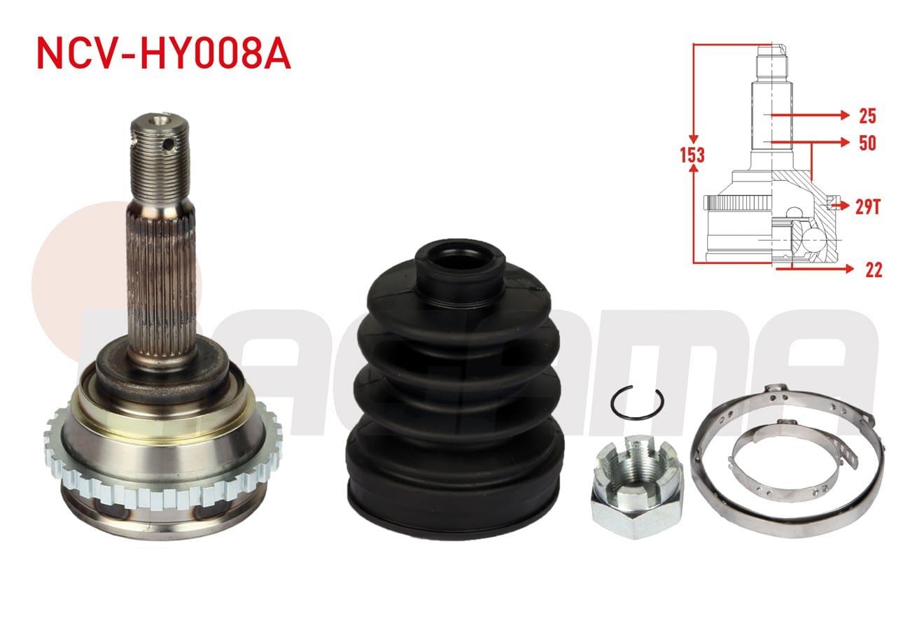 AKS KAFASI SOL-SAG ON DIS 25X22X50 ABSLI 29 DIS UZUNLUK 153mm HYUNDAI ACCENT ADMIRE 1.3 - 1.5 - 1.6 2003-2006/ ACCENT MILENIUM 1.3 - 1.5 - 1.6 2000-2003