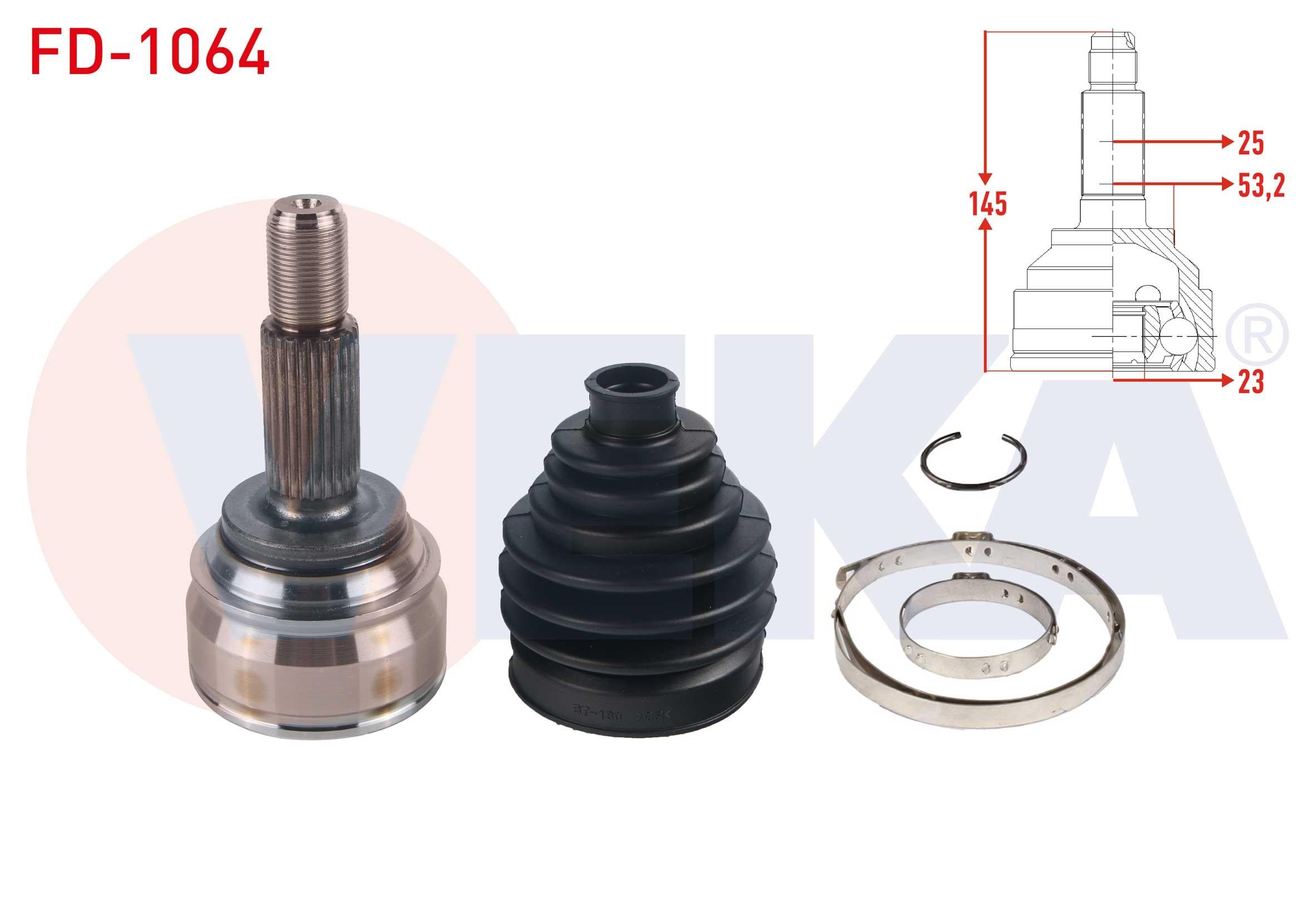 AKS KAFASI SOL-SAG ON DIS 25X23X53,2 UZUNLUK 145mm FORD FIESTA VII 1.5 TDCI M-T 6 ILERI 2017-