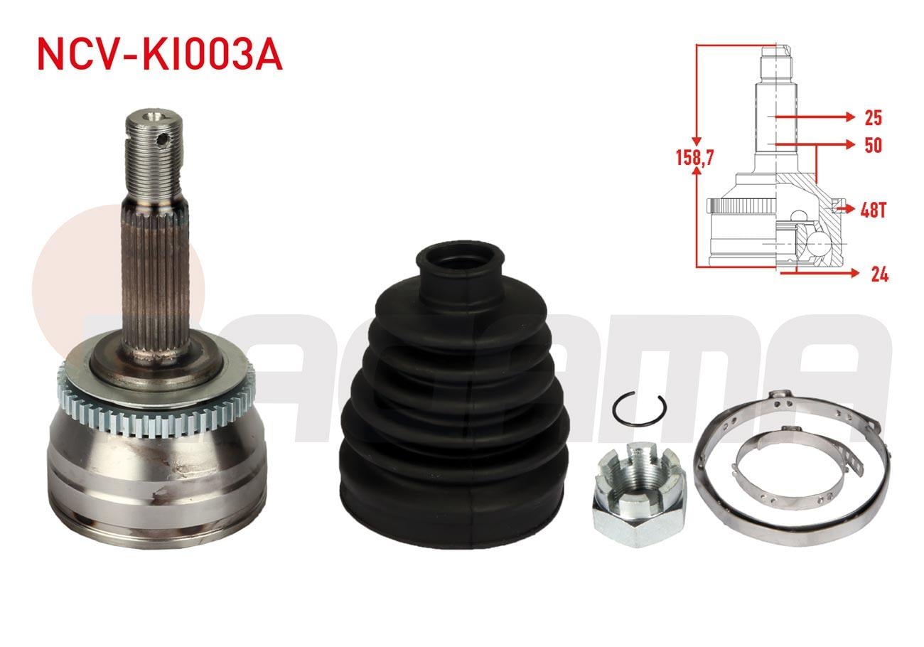 AKS KAFASI SOL-SAG ON DIS 25X24X50 ABSLI 48 DIS UZUNLUK 158mm KIA RIO II 1.5 CRDI 2006-2011