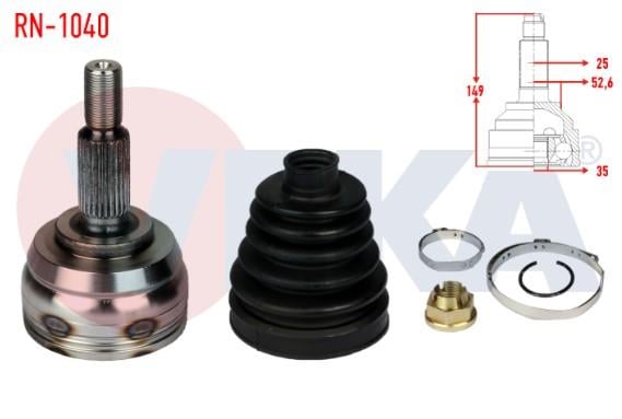 AKS KAFASI SOL-SAG ON DIS 25X35X52,6 UZUNLUK 149mm DACIA DUSTER 1.5 DCI M-T  2010-/ RENAULT MEGANE IV 1.5 DCI M-T 2016-