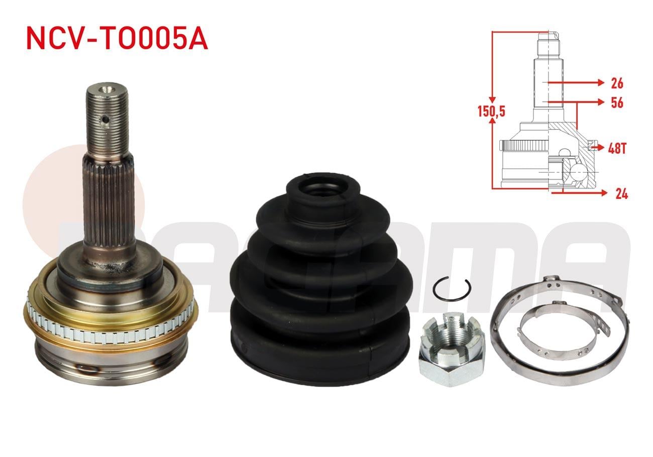 AKS KAFASI SOL-SAG ON DIS 26X24X56 ABSLI 48 DIS UZUNLUK 150,6mm TOYOTA COROLLA (_E9_) 1.6i 1987-1993/ CORONA 2.0 1987-1993/ RAV4 I (SXA1_) 2.0 1994-2000