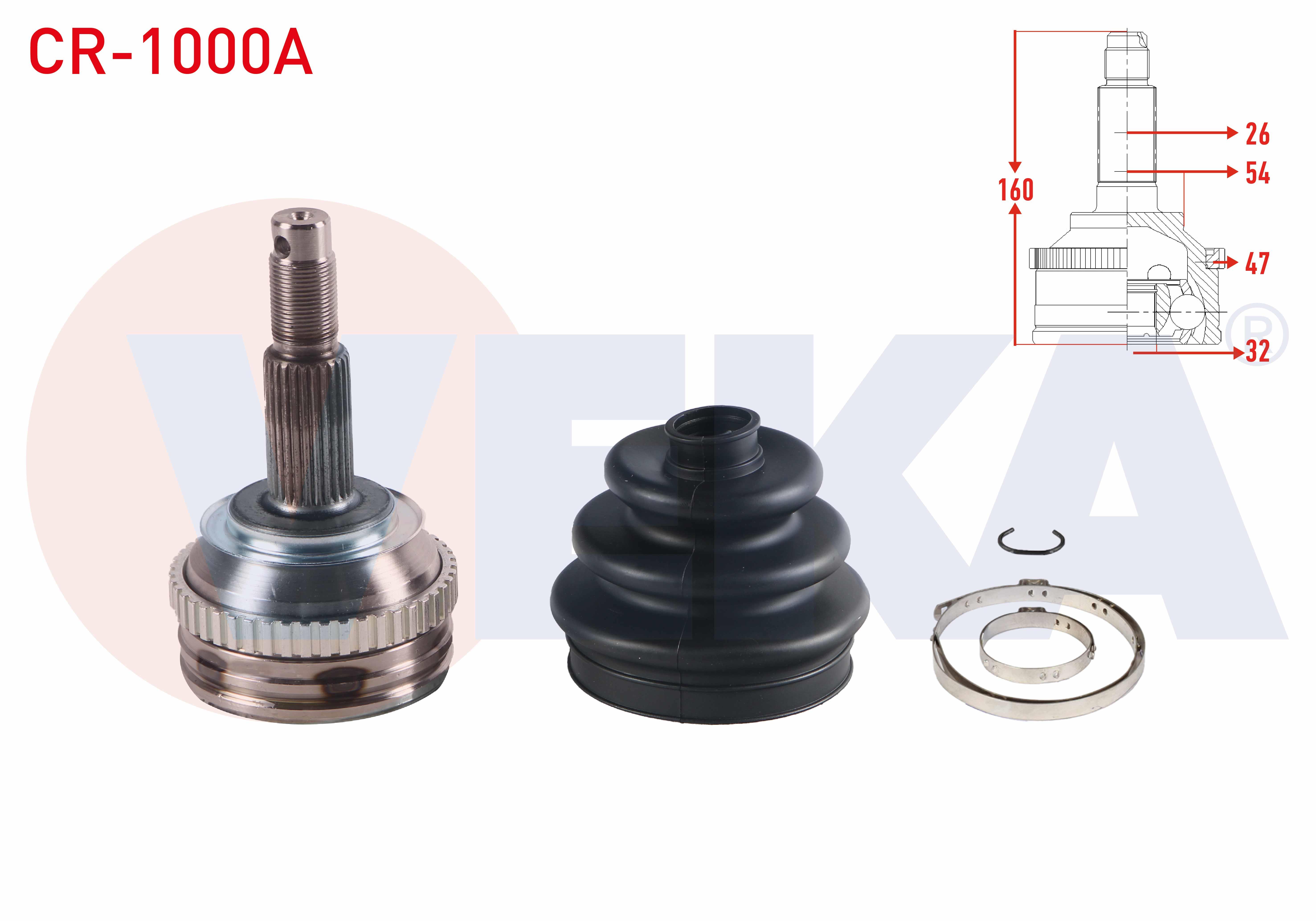 AKS KAFASI SOL-SAG ON DIS 26X32X54 ABS 47 DIS UZUNLUK 160mm CHRYSLER VOYAGER III (GS) 2.4i 1995-2001