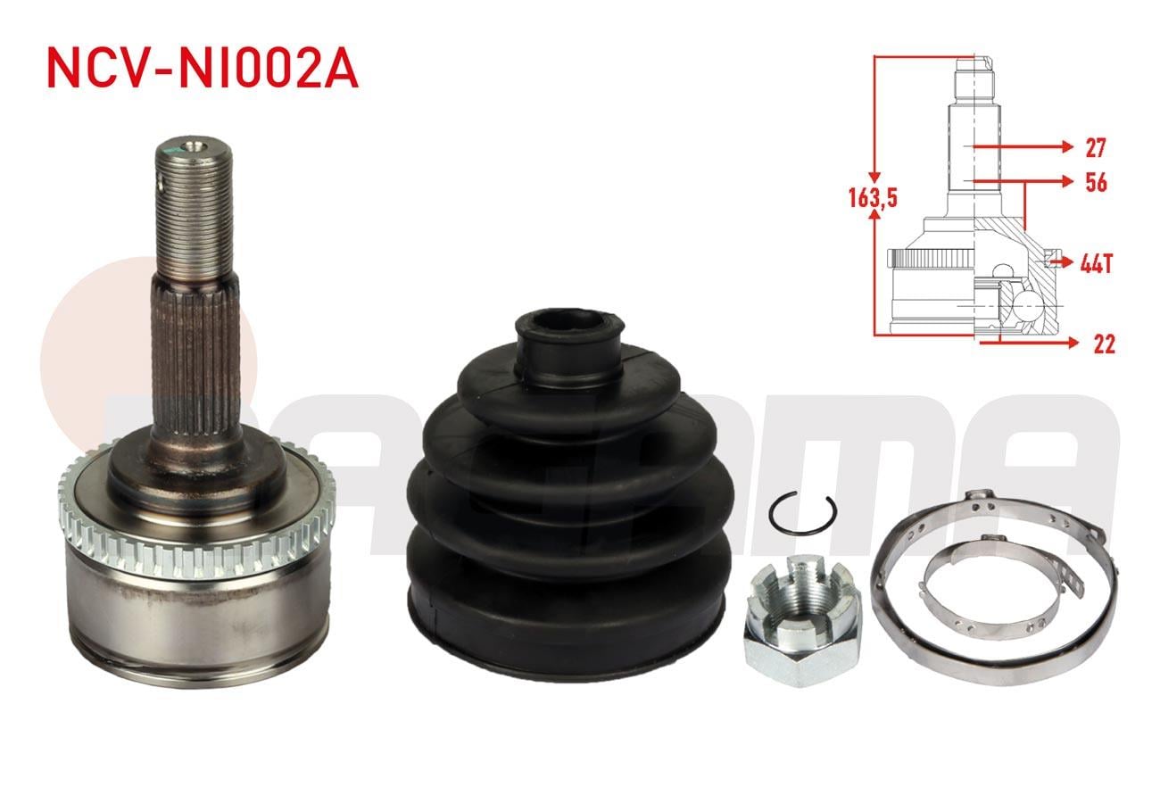 AKS KAFASI SOL-SAG ON DIS 27X22X56 ABSLI 44 DIS UZUNLUK 165,4mm NISSAN PRIMERA (P11) 1.6i 16v 1996-2001