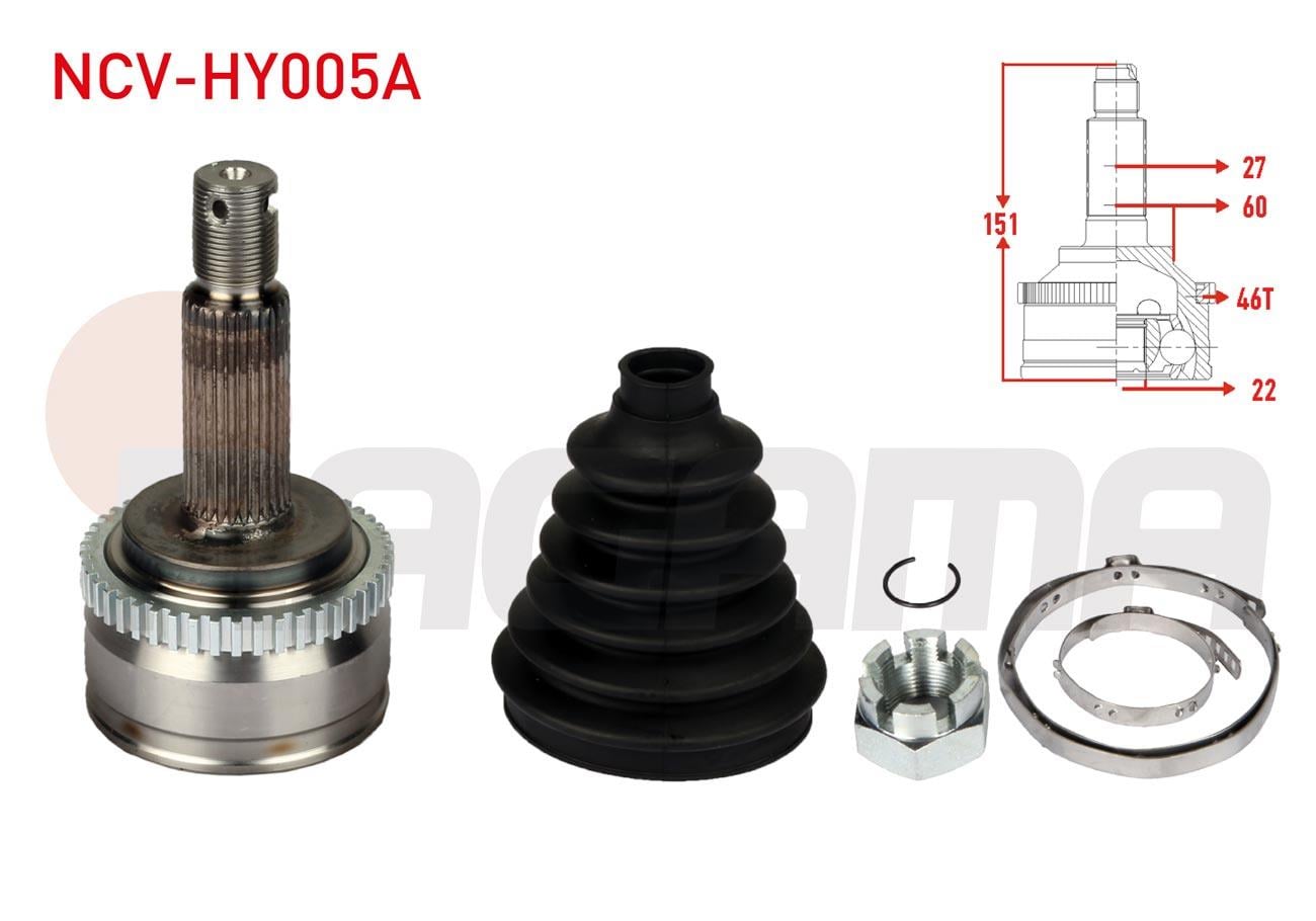 AKS KAFASI SOL-SAG ON DIS 27X22X60 ABSLI 46 DIS UZUNLUK 153mm HYUNDAI I30 (FD) 1.4i - 1.6i 2007-2011/ KIA CEED 1.4i - 1.6i 2006-2012