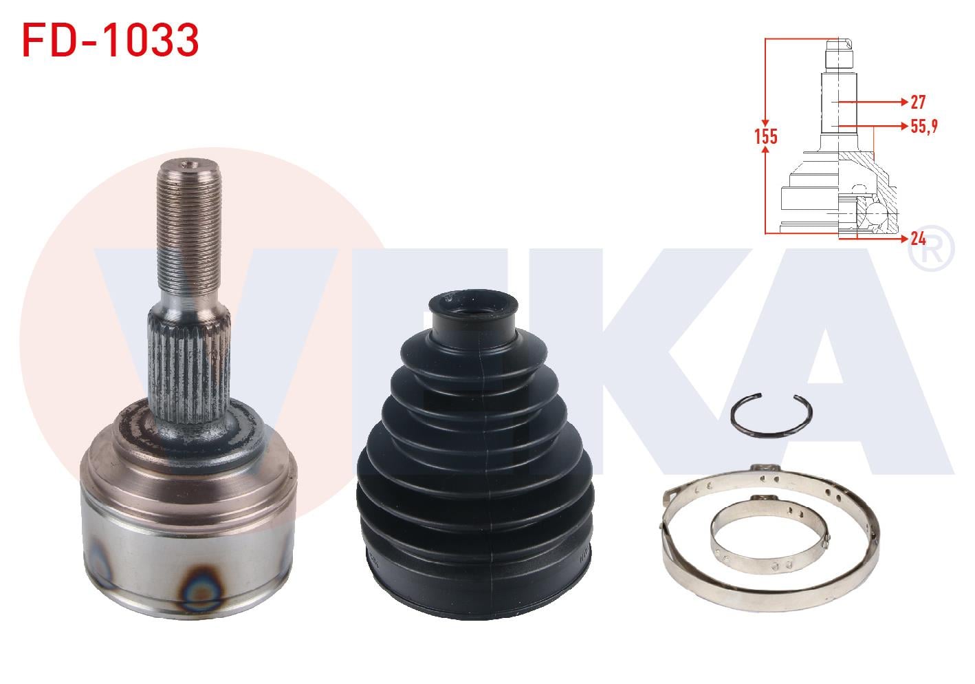 AKS KAFASI SOL-SAG ON DIS 27X24X55,9 UZUNLUK 155mm FORD FOCUS IV 1.5 TDCI A-T 8 ILERI 2018-