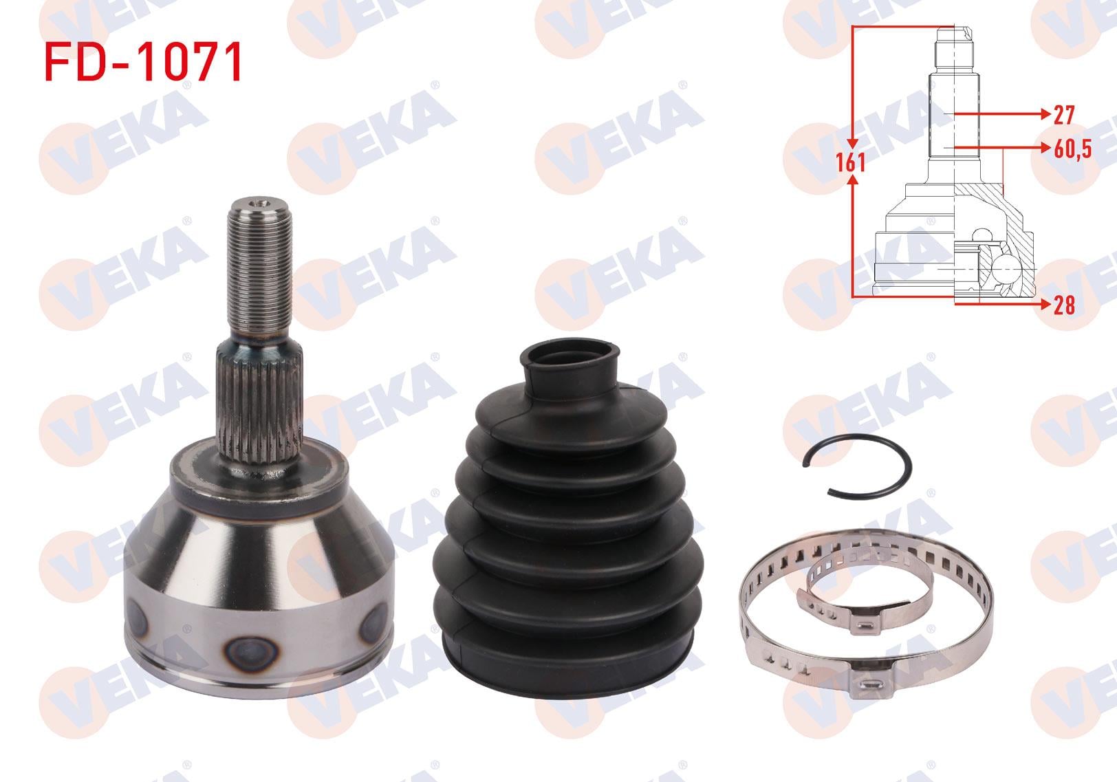 AKS KAFASI SOL-SAG ON DIS 27X28X60.5 UZUNLUK 161mm FORD TRANSIT CONNECT 1.5 TDCI 6AT 2015- / TOURNEO CONNECT 1.5 TDCI 6AT 2015-