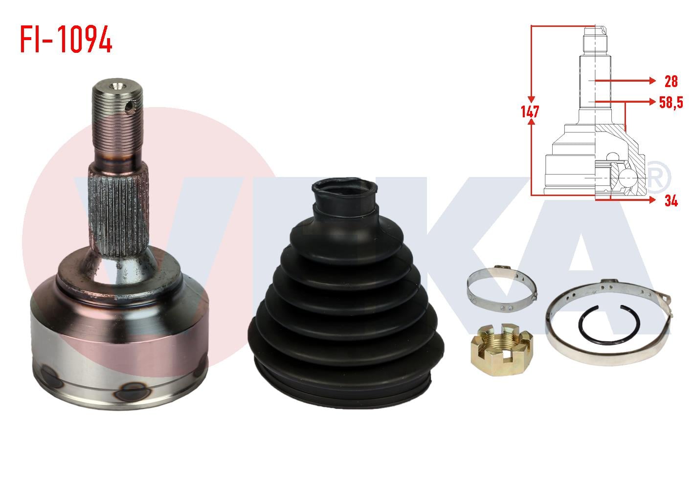 AKS KAFASI SOL-SAG ON DIS 28X34X58,5 UZUNLUK 147mm FIAT SCUDO (270) 1.6 MJT 2007- / CITROEN C5 III 1.6 HDI M-T 2008-2015/ JUMPY II 1.6 HDI 2006-/ PEUGEOT 407 1.6 HDI 2004-/ EXPERT TEPEE 1.6 HDI 2007-