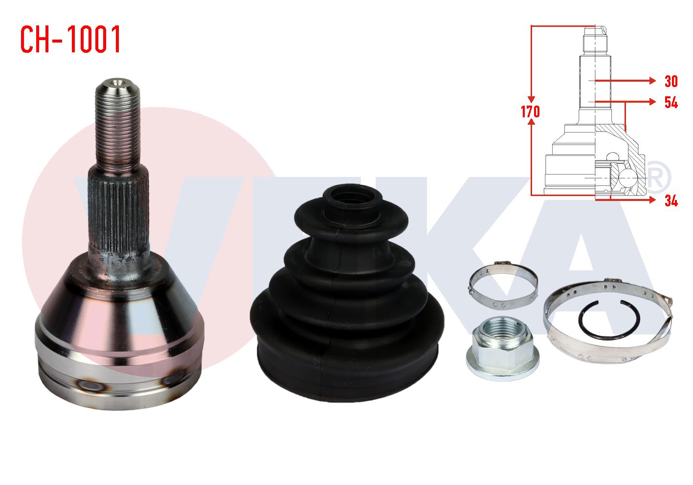 AKS KAFASI SOL-SAG ON DIS 30X34X54 UZUNLUK 170mm CHEVROLET CAPTIVA (C100) 2.0 D A-T/-M-T 4X4 2006-2012
