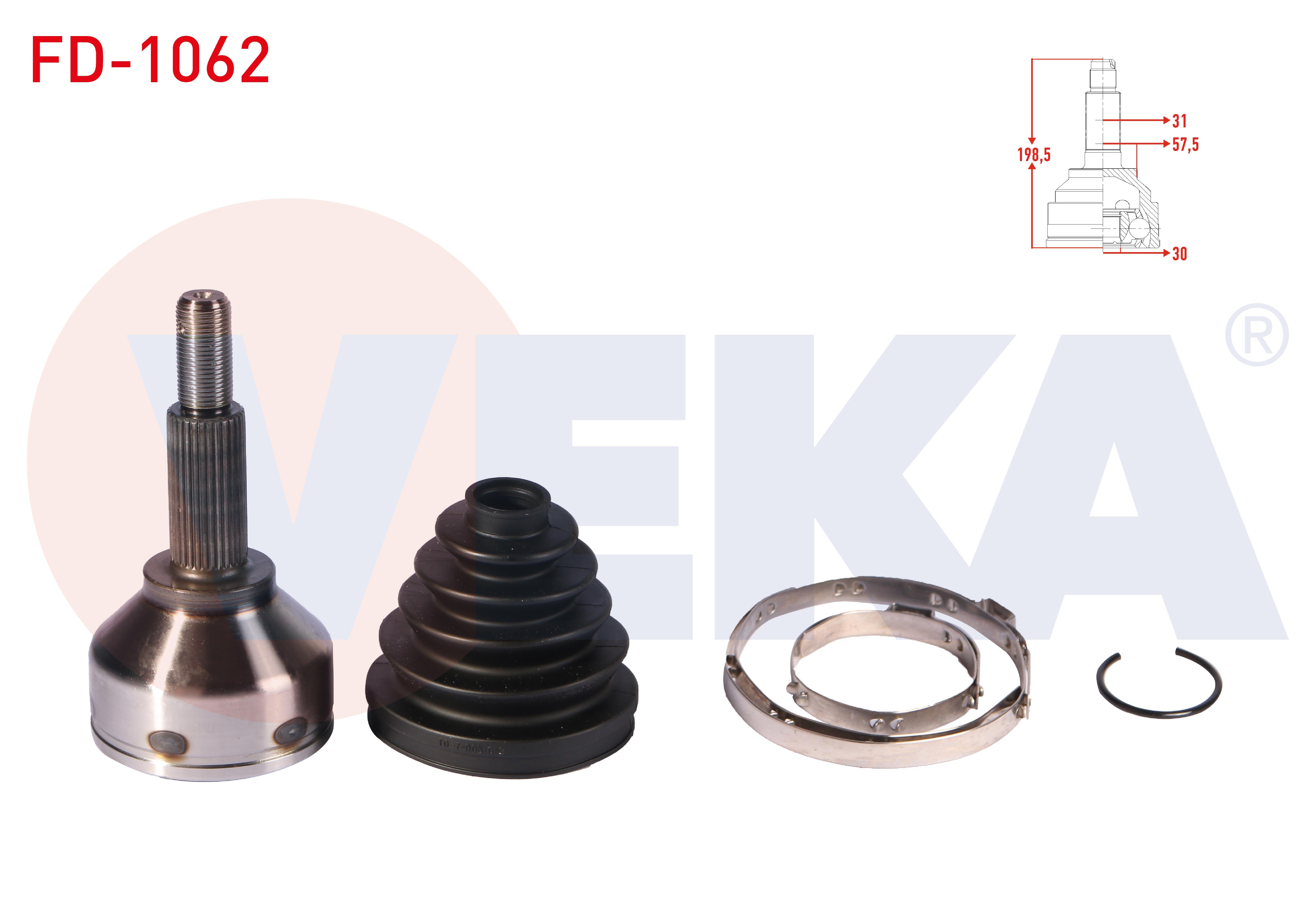 AKS KAFASI SOL-SAG ON DIS 31X30X57,5 UZUNLUK 198,5 mm FORD TRANSIT CUSTOM (V362) UZUN SASE 2.2 TDCI - 2.0 TDCI 2012-