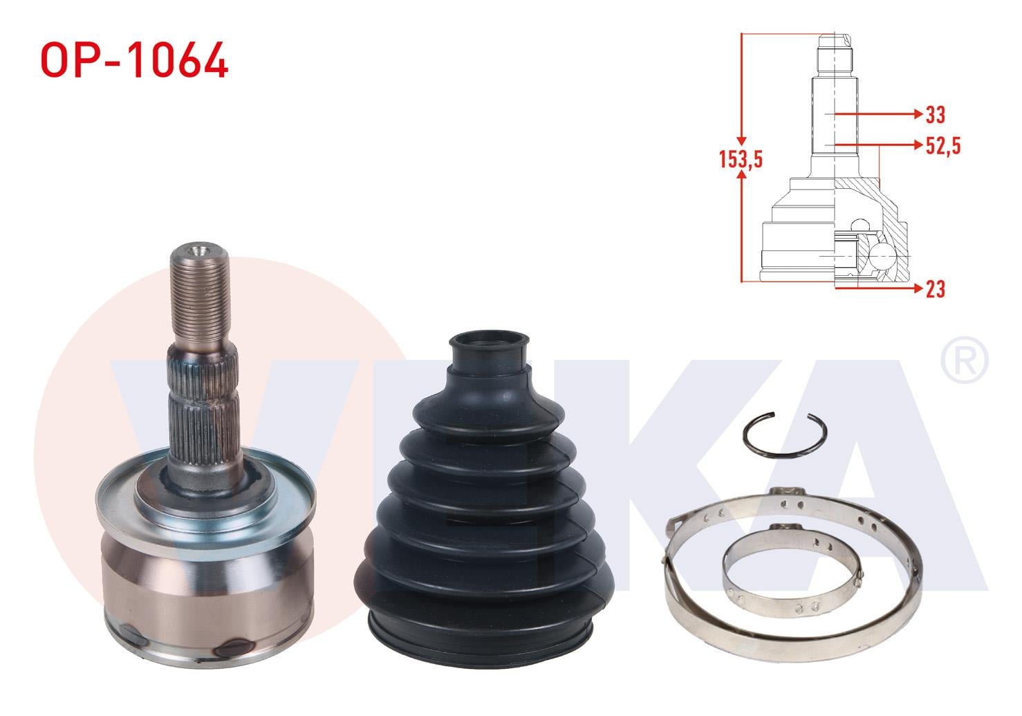 AKS KAFASI SOL-SAG ON DIS 33X23X52,5 UZUNLUK 153,5mm OPEL ASTRA J 1.3 CDTI - 1.4 T - 1.6i 2009-2016