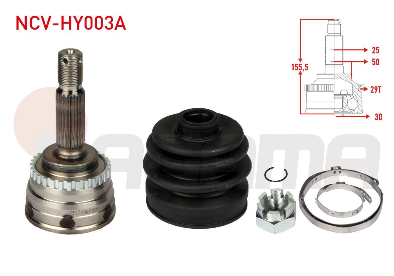 AKS KAFASI SOL-SAG ON DIS ABSLI 29 DIS 25X30X50 UZUNLUK 156 mm HYUNDAI ELANTRA 1.6i A-T 2001-2007