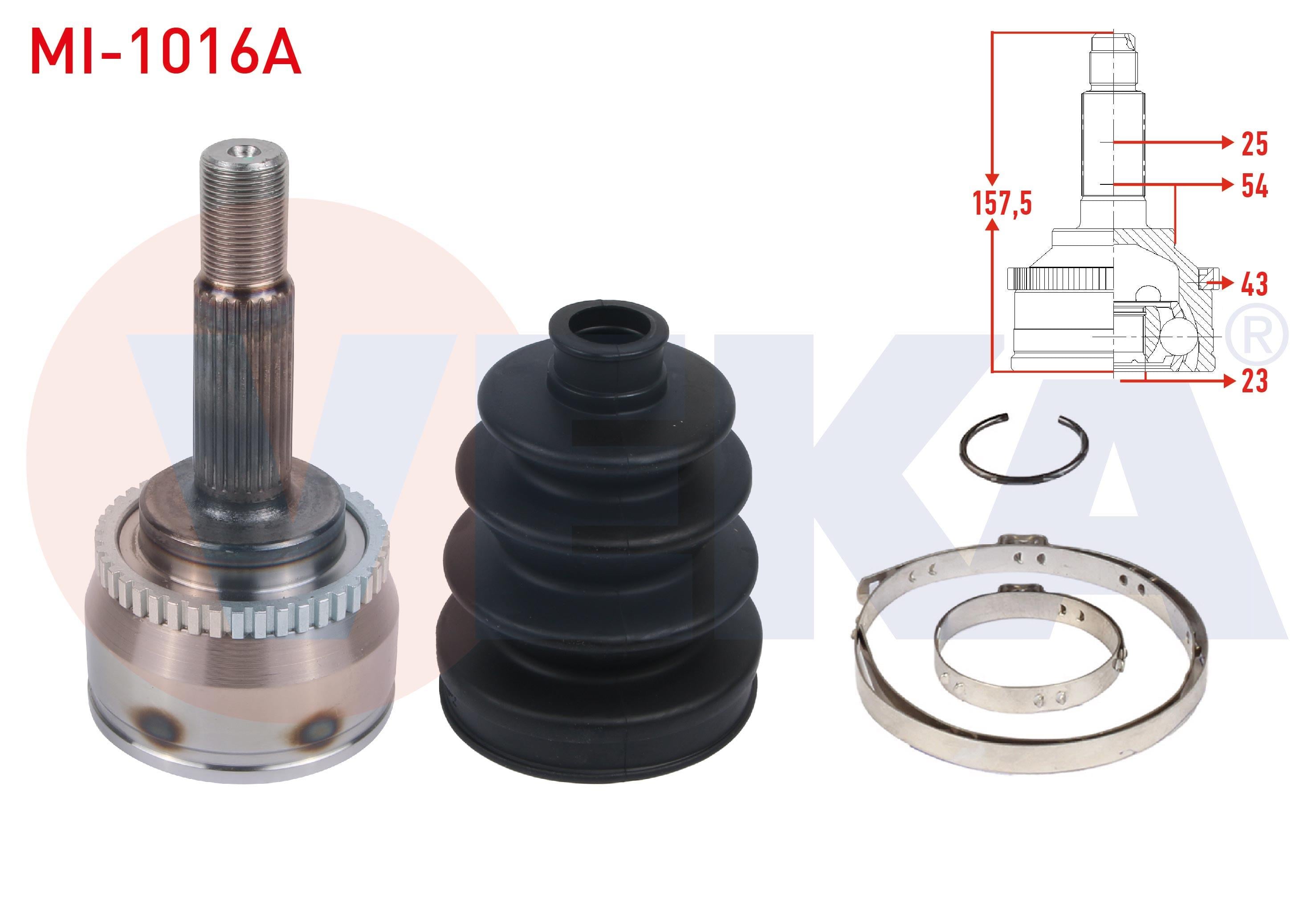 AKS KAFASI SOL-SAG ON DIS ABSLI 43 DIS 25X23X54 UZUNLUK 157,5mm MITSUBISHI CARISMA (DA) 1.6i - 1.8 GDI 1995-2006