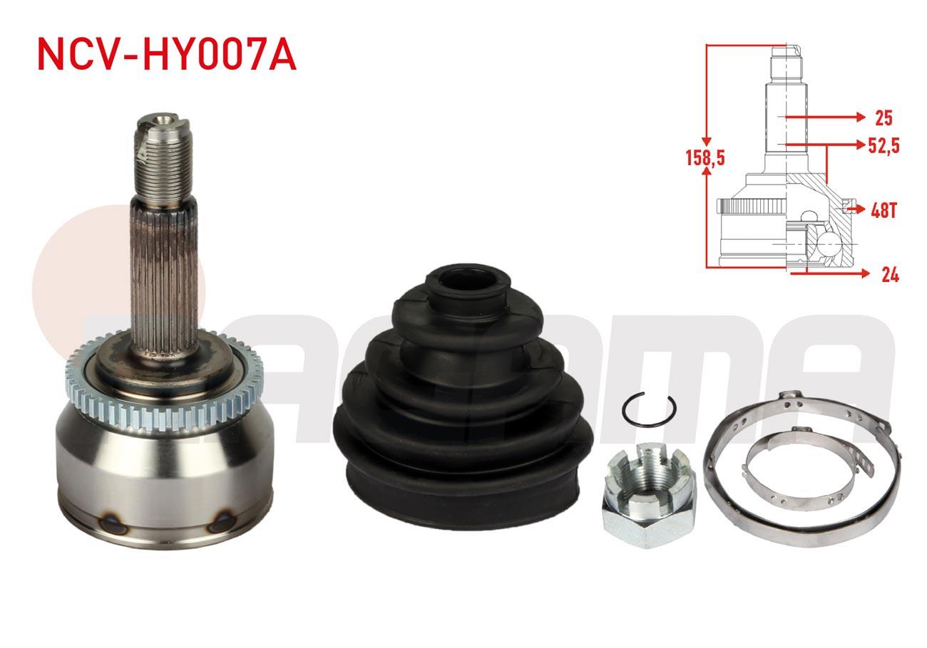 AKS KAFASI SOL-SAG ON DIS ABSLI 48 DIS 25X24X52,5 UZUNLUK 158,5mm HYUNDAI ACCENT BLUE 1.6 CRDI 2012-/ I20 1.4 CRDI - 1.6 CRDI 2008-2012