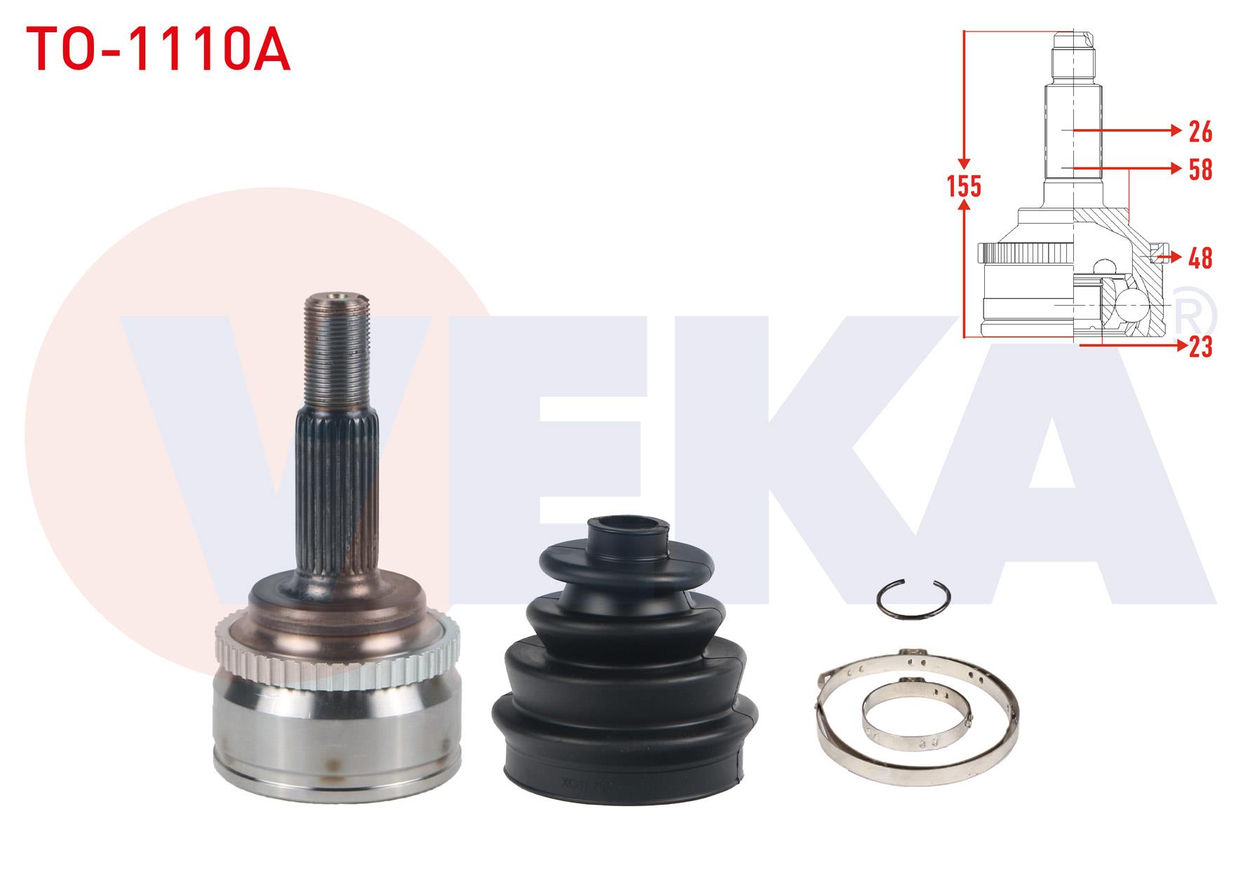 AKS KAFASI SOL-SAG ON DIS ABSLI 48 DIS 26X23X58 155mm UZUNLUK 155mm TOYOTA COROLLA (_E12_) 1.4 VVT-I - 1.6 VVT-I 2002-2007/ AVENSIS (T25) 1.6 VVT-I - 1.8i 2003-2008