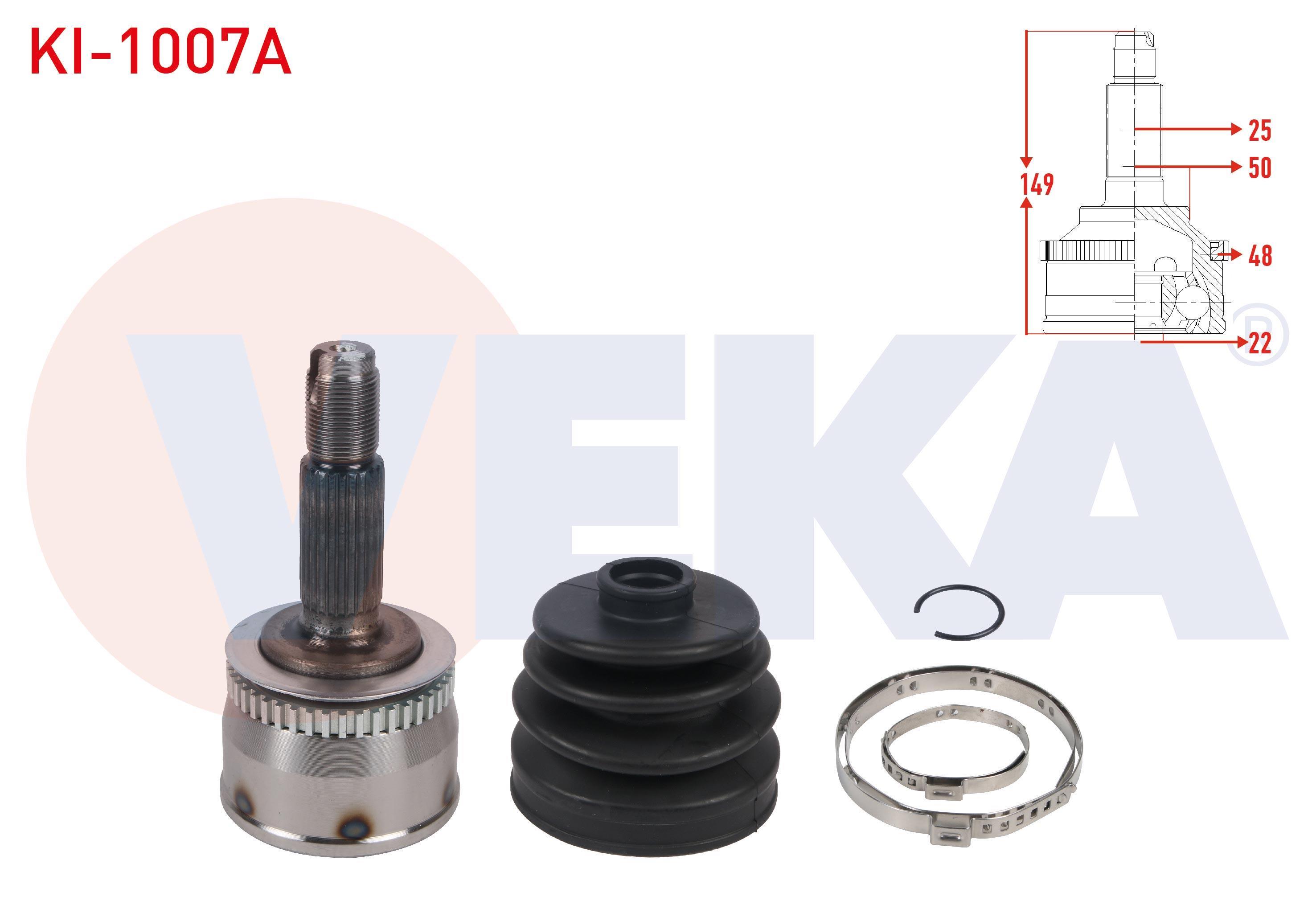 AKS KAFASI SOL-SAG ON DIS ABSLI 48 DIS 25X22X50 UZUNLUK 149mm KIA  CERATO (LD) 1.6i A-T 2004-2012