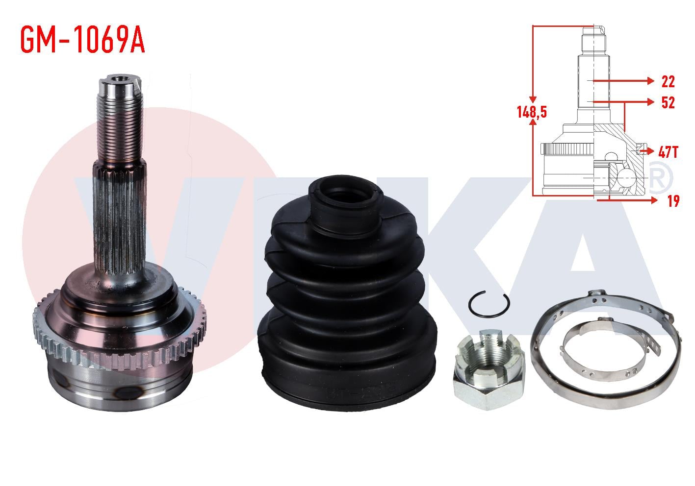 AKS KAFASI SOL-SAG ON DIS CHEVROLET KALOS (T200) 1.2 ABSLI 47 DIS 22X19X51,9 UZUNLUK 148,5 mm 2003-2008