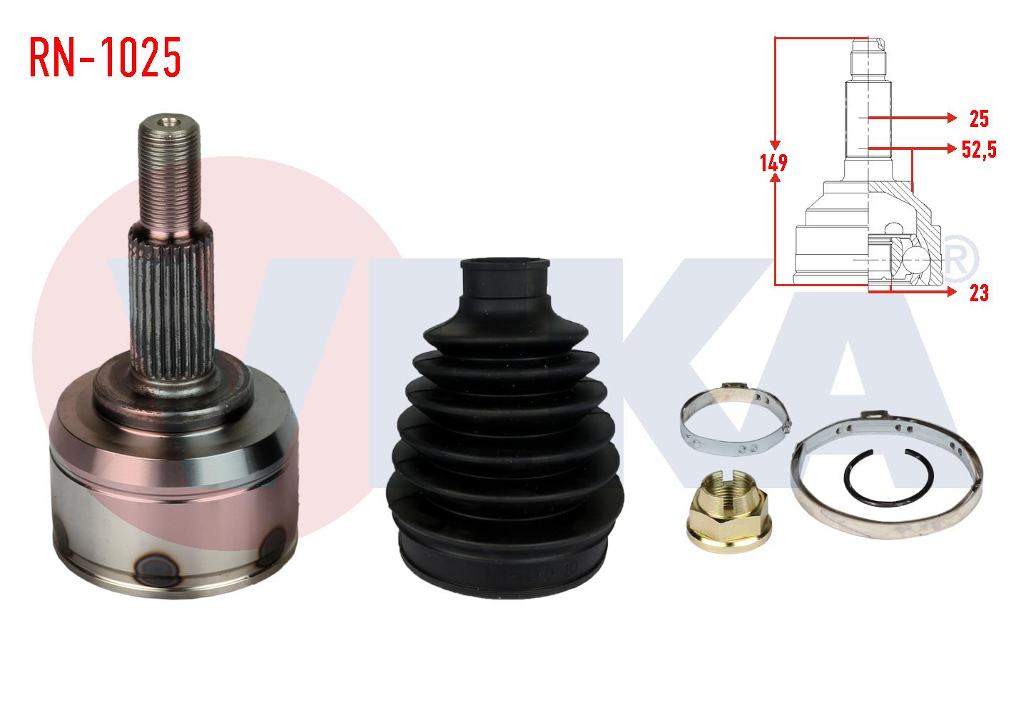 AKS KAFASI SOL-SAG ON DIS DACIA DOKKER 1.5 DCI 25X23X52,5 UZUNLUK 149mm 2012-