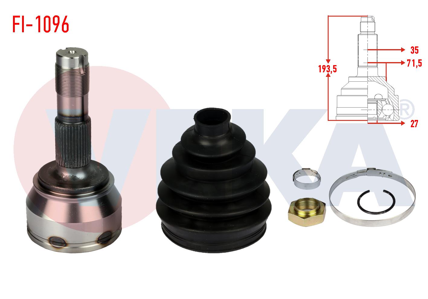 AKS KAFASI SOL-SAG ON DIS FIAT DUCATO (250) 2.2 MJT DISTAN SEGMANLI 35X27X71,5 UZUNLUK 193,5 mm 2006-2014