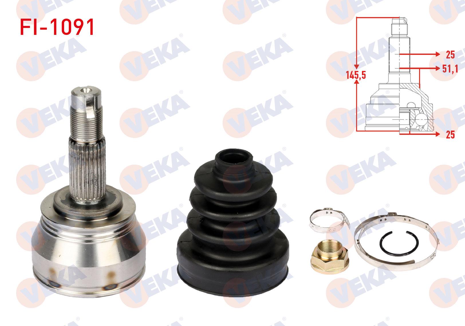 AKS KAFASI SOL-SAG ON DIS FIAT LINEA (323) 1.3 MJT 90 HP 25X25X51.1 UZUNLUK 145.5mm  2007-