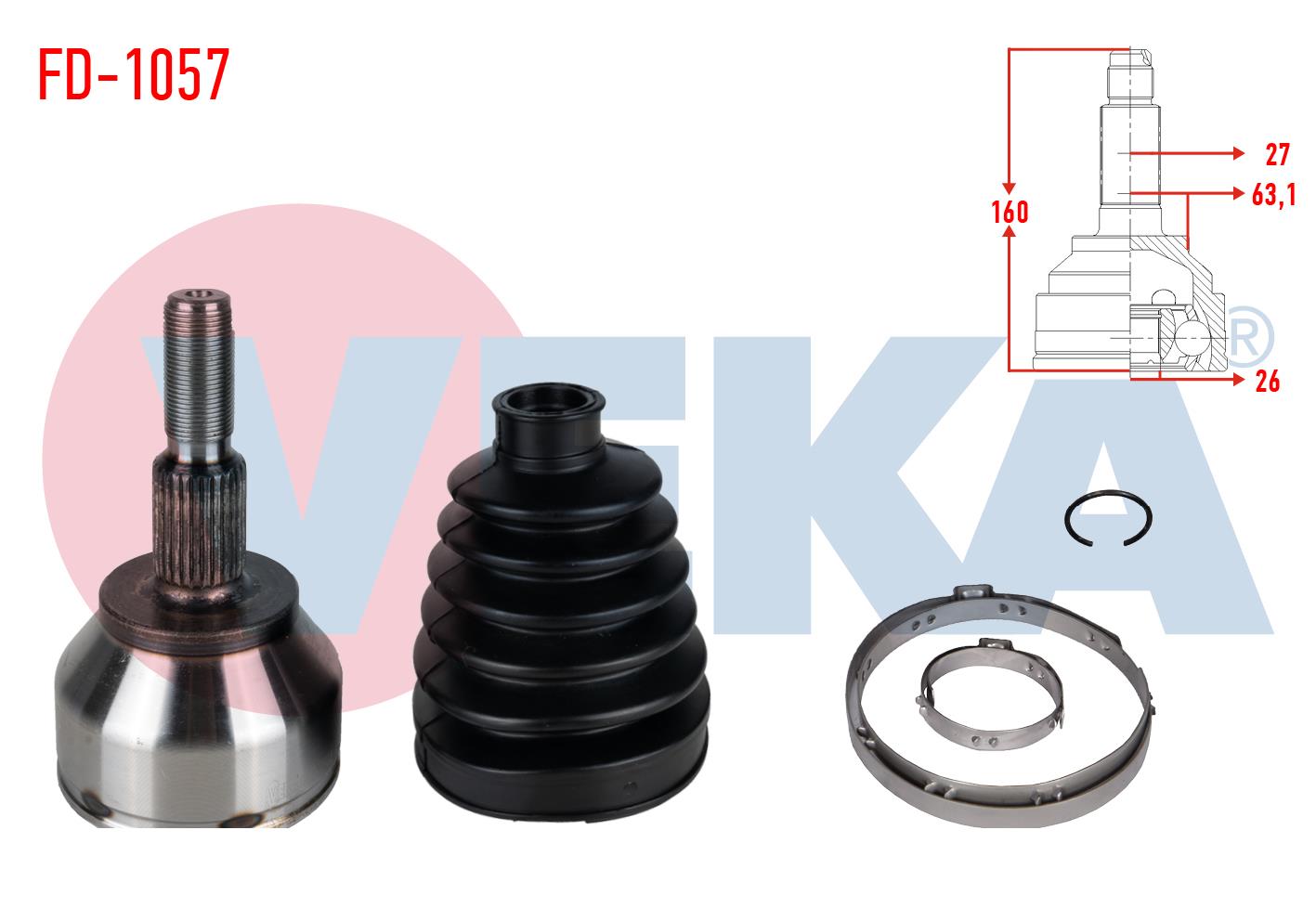 AKS KAFASI SOL-SAG ON DIS FORD FOCUS III 2.0 TDCI M-T 27X26X63,10 UZUNLUK 160mm 2011-2015
