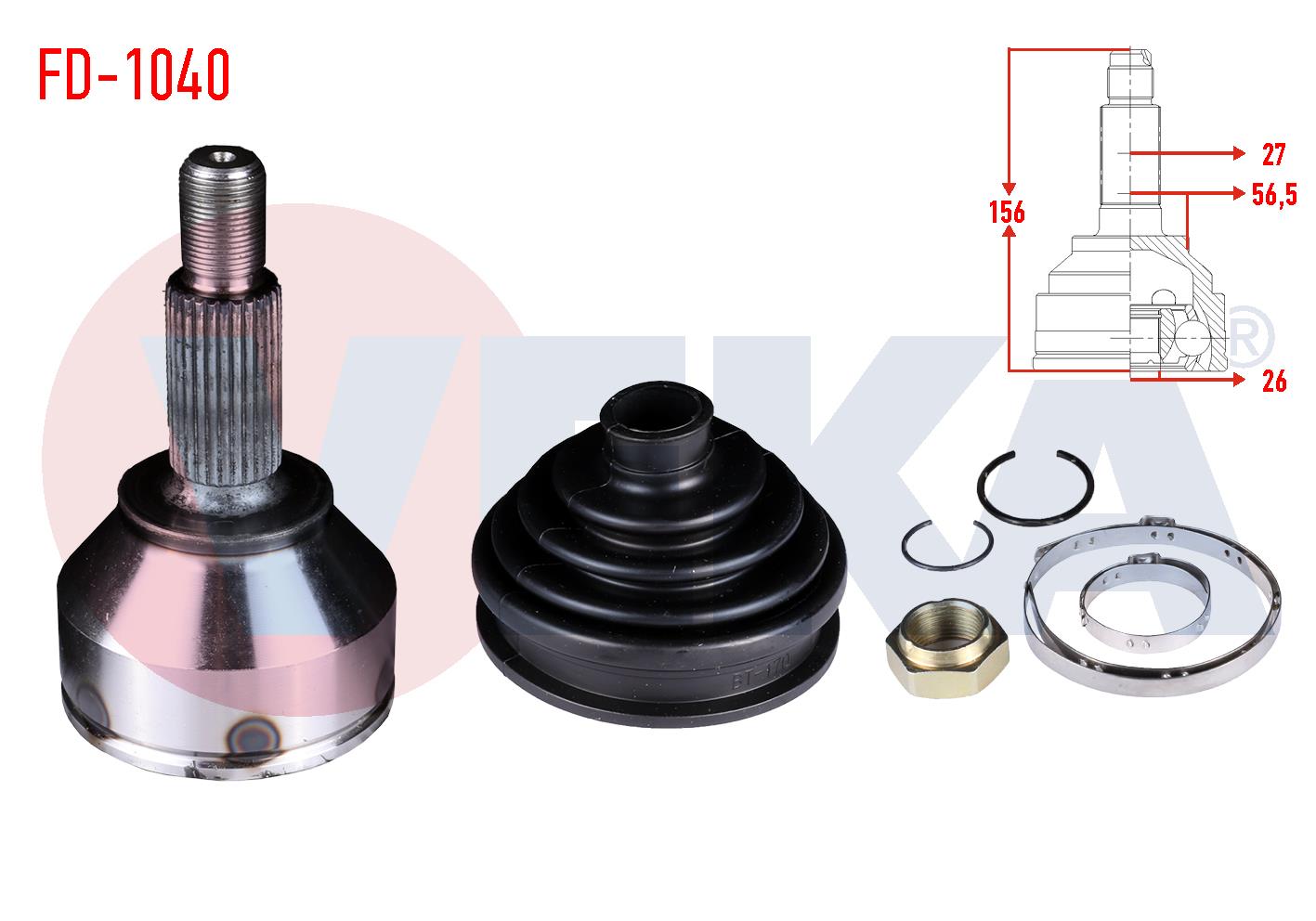 AKS KAFASI SOL-SAG ON DIS FORD MONDEO III 2.0i 16v  27X26X56 UZUNLUK 155,4 mm 2000-2007