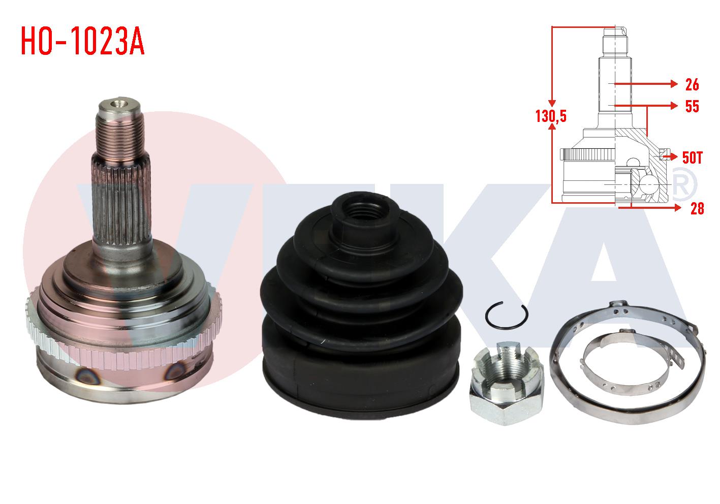 AKS KAFASI SOL-SAG ON DIS HONDA CIVIC VI 1.4i ABSLI 50 DIS 26X28X55 UZUNLUK 129,4 mm 1995-2001