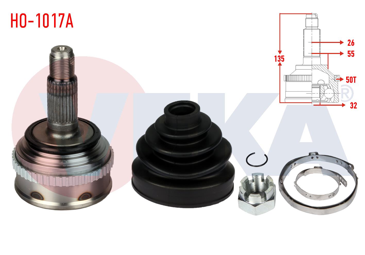 AKS KAFASI SOL-SAG ON DIS HONDA EURO CIVIC 1.6i ABSLI 50 DIS 26X32X55 UZUNLUK 137,2 mm 1991-2005