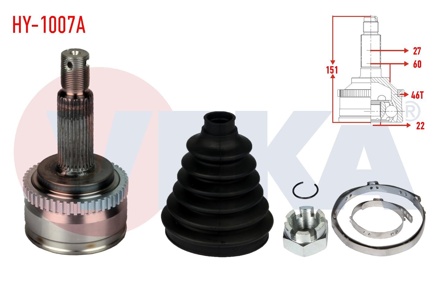 AKS KAFASI SOL-SAG ON DIS HYUNDAI I30 (FD) 1.4i ABSLI 46 DIS 27X22X60 UZUNLUK 153mm 2007-2011