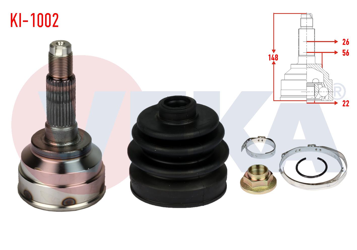 AKS KAFASI SOL-SAG ON DIS KIA SEPHIA (FA) 1.5i 16v 26X22X56 UZUNLUK 148 mm 1993-2001