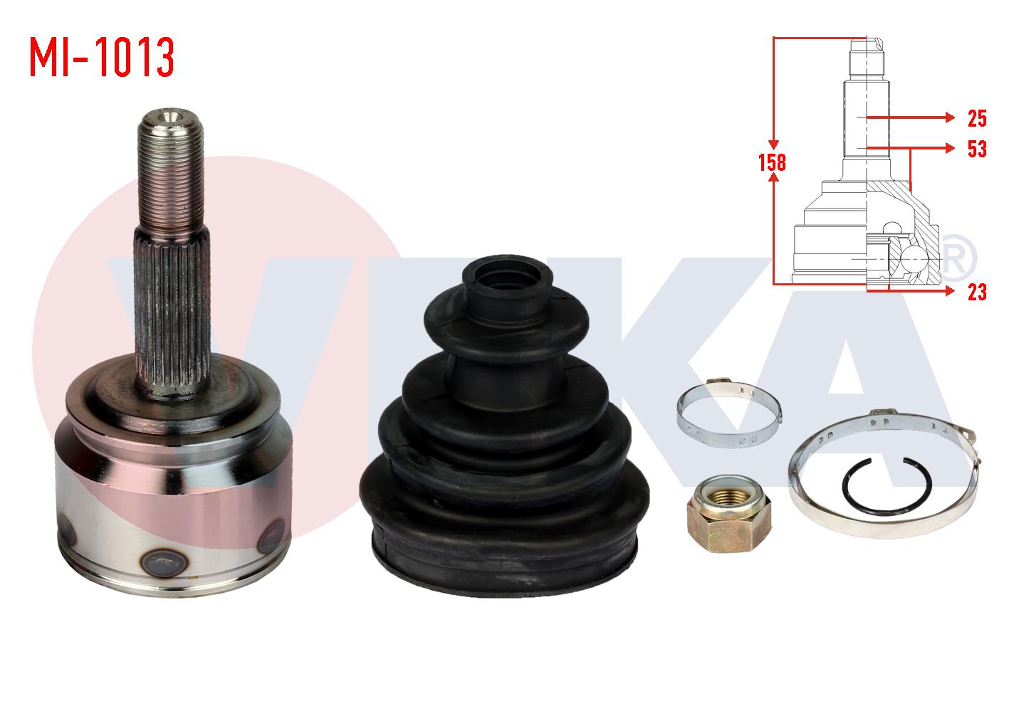 AKS KAFASI SOL-SAG ON DIS MITSUBISHI COLT VI (Z3_A,Z2_A) 1.5 DID 25X23X53 UZUNLUK 158mm 2002-2012