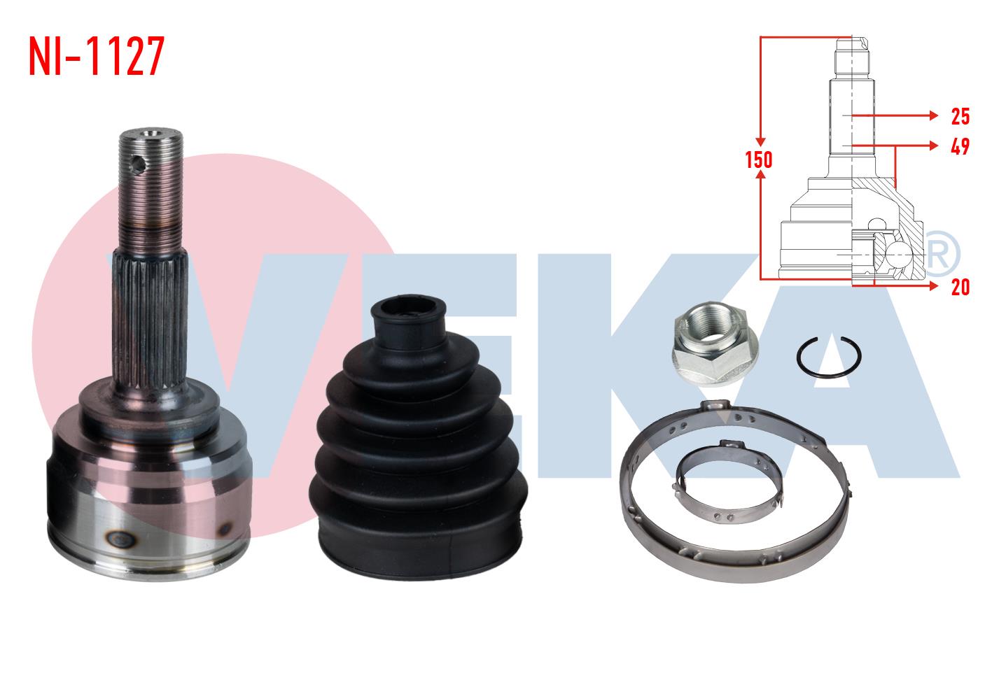 AKS KAFASI SOL-SAG ON DIS NISSAN MICRA IV (K13) 1.2 A-T 25X20X49 UZUNLUK 150mm 2010-