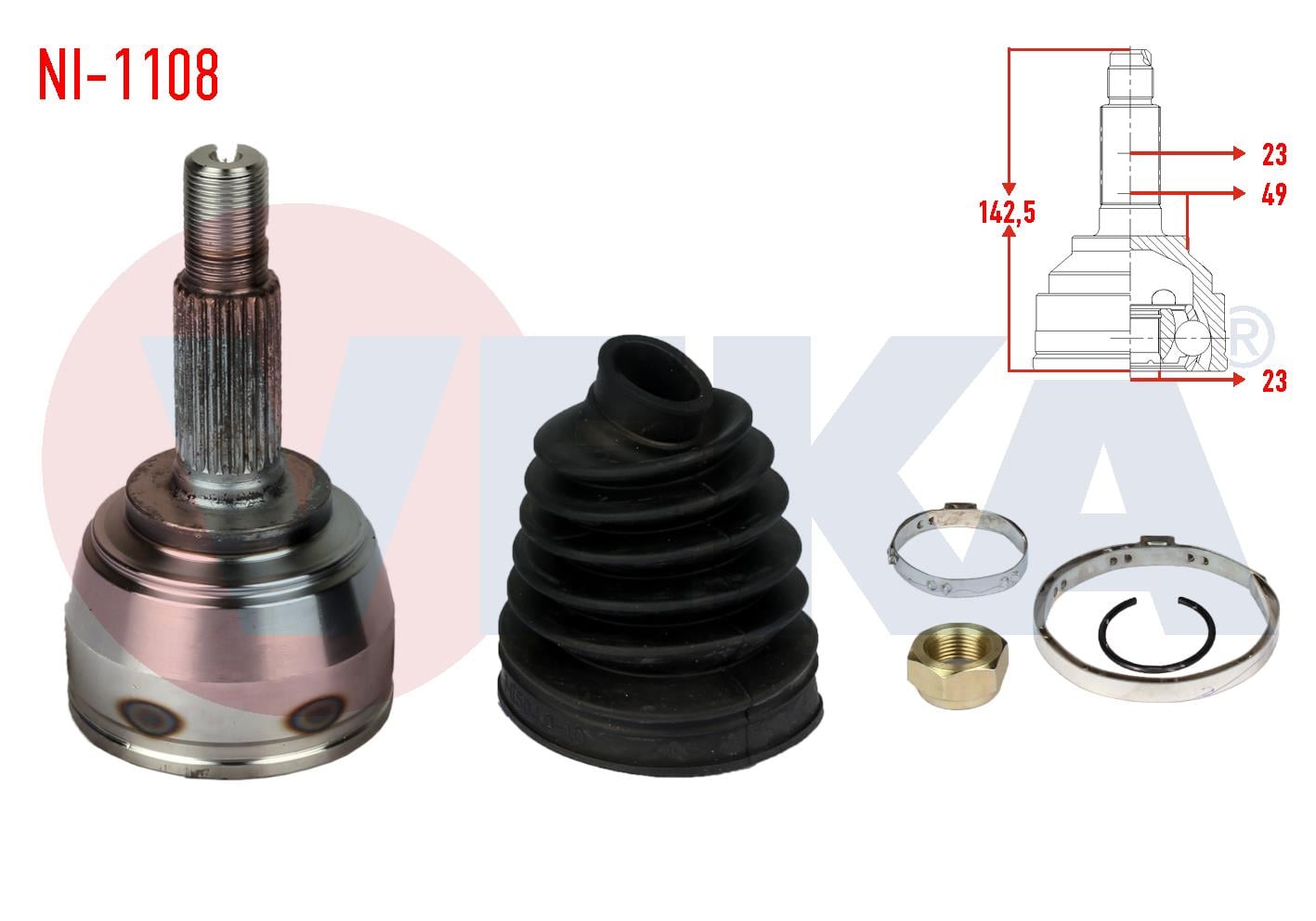AKS KAFASI SOL-SAG ON DIS NISSAN MICRA (K12) 1.5 DCI M-T 23X23X49 UZUNLUK 142,5mm 2003-2010