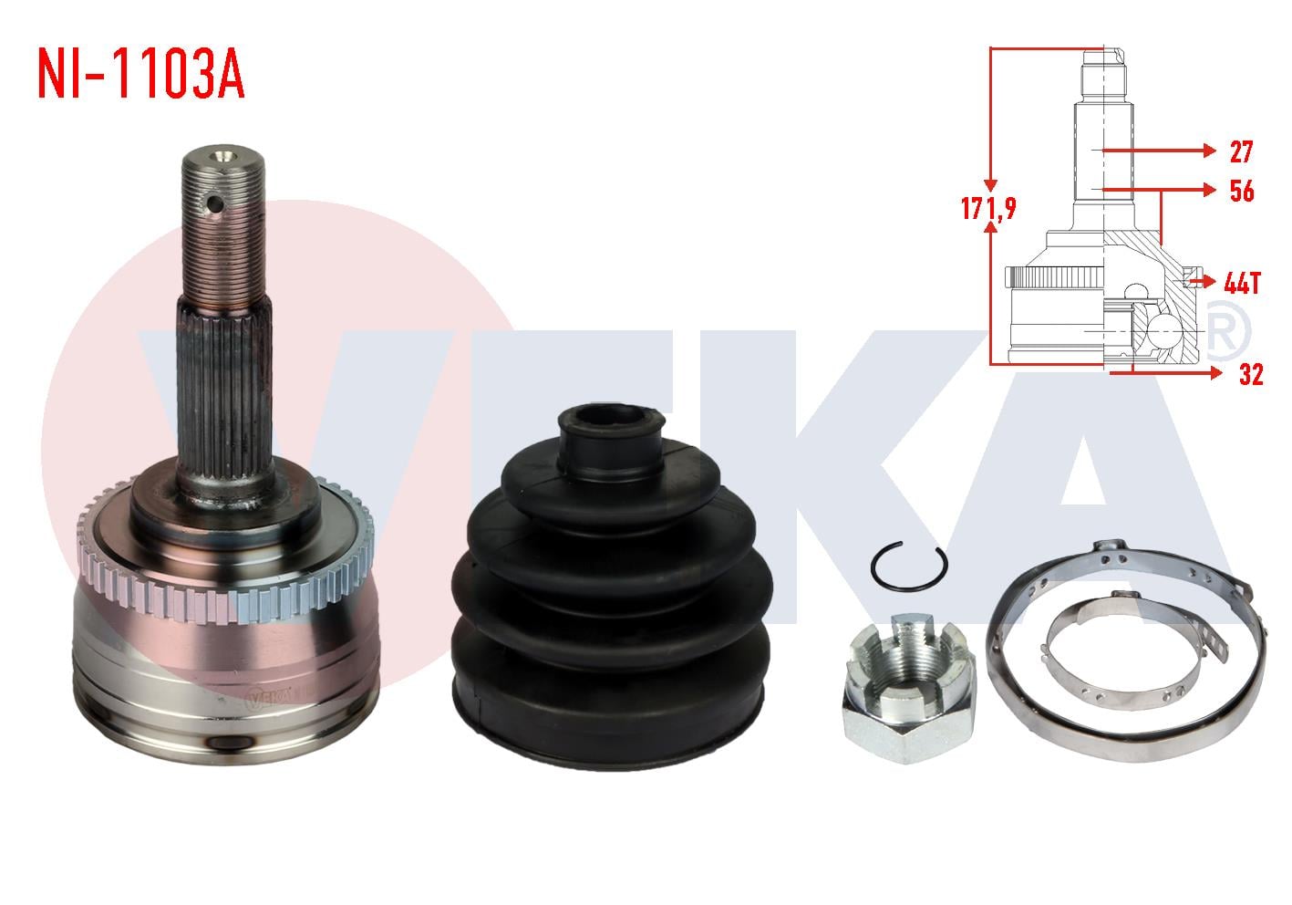AKS KAFASI SOL-SAG ON DIS NISSAN PRIMERA (P11) 2.0i 16v ABSLI 44 DIS 27X32X56 UZUNLUK 171,9 mm 1996-2001