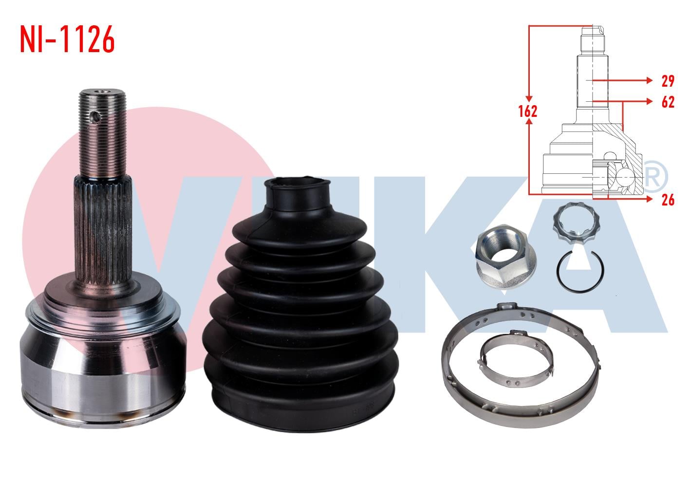 AKS KAFASI SOL-SAG ON DIS NISSAN QASHQAI (J11) 1.5 DCI 29X26X62 UZUNLUK 162mm 2014-