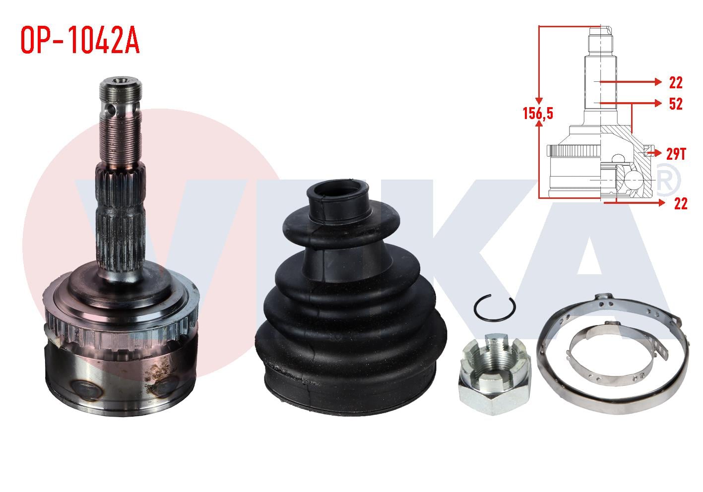 AKS KAFASI SOL-SAG ON DIS OPEL MERIVA A 1.6 ABSLI 29 DIS 22X23X52 UZUNLUK 156,7 mm 2003-2010